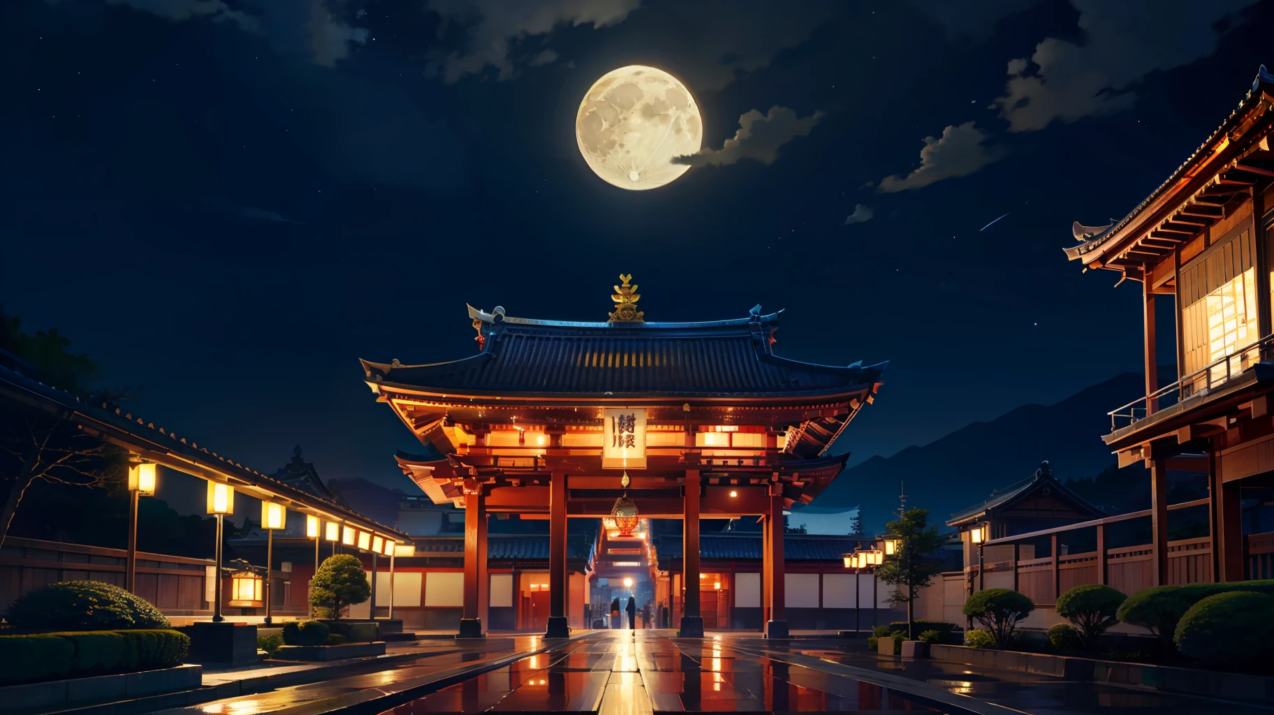 city, night, fukuoka, tenjin temple, stars, moon, womman, beauty, mature, casual, see up, tilting face, wide lens, taken with fuji film camera, hdr