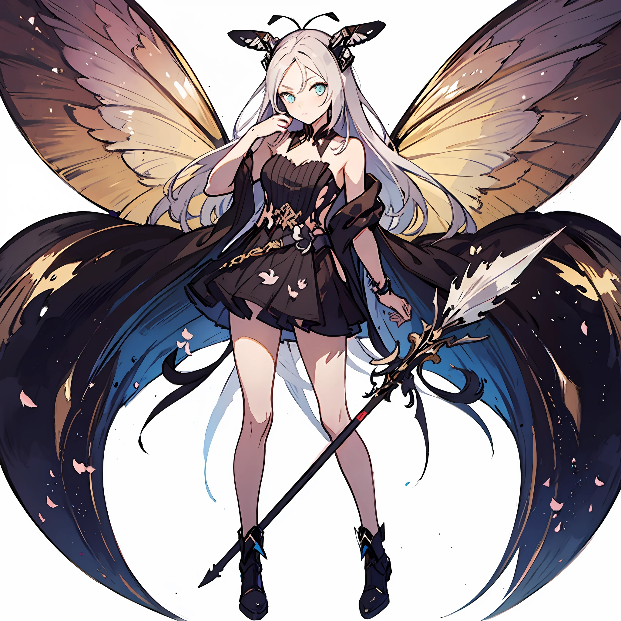 Anime - Stylistic image of a woman in a sci-fi costume, insect trainer girl, With bee wings, shadowverse style, trending on artstation pixiv, from arknights, anime fantasy illustration, by Yang J, as a mystical valkyrie, from girls frontline, guweiz on pixiv artstation, official character art, astral fairy, bravely default inspired，Holding a spear with rose decoration