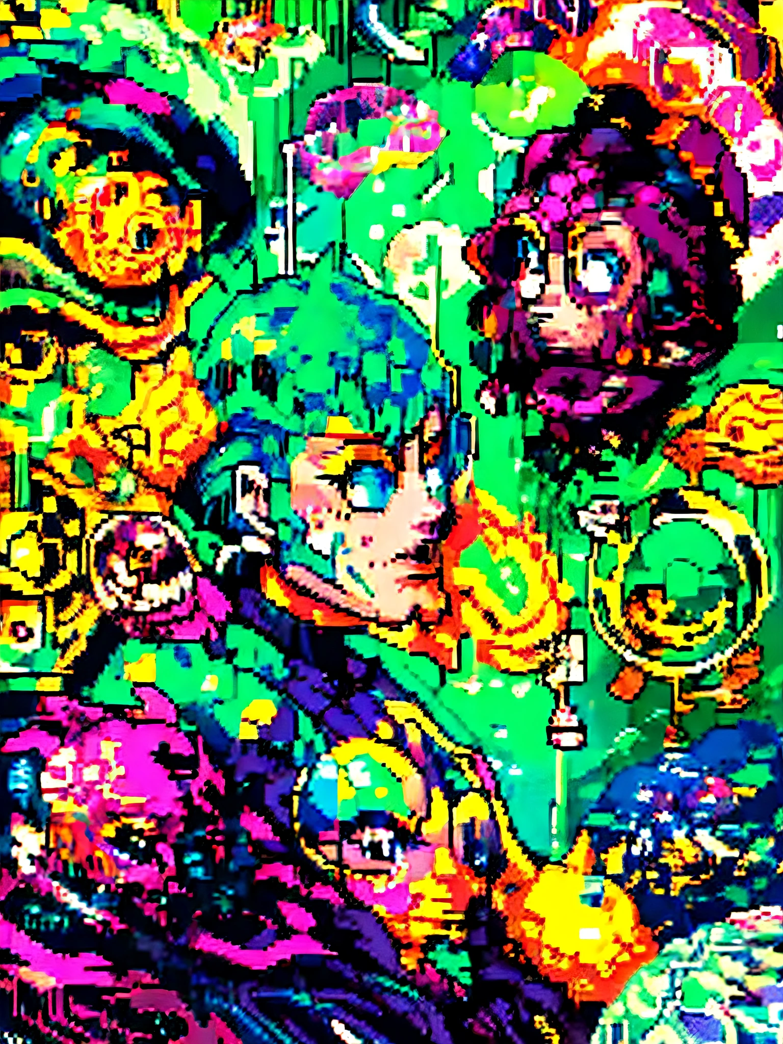 Atomic - age surrealism, translucent organisms, translucent humanoid figures floating, colorful void, organic forms, Richard Powers, by James Rizzi --ar 2:3, kamina shades, hime cut, Pop art, award winning, masterpiece, award winning