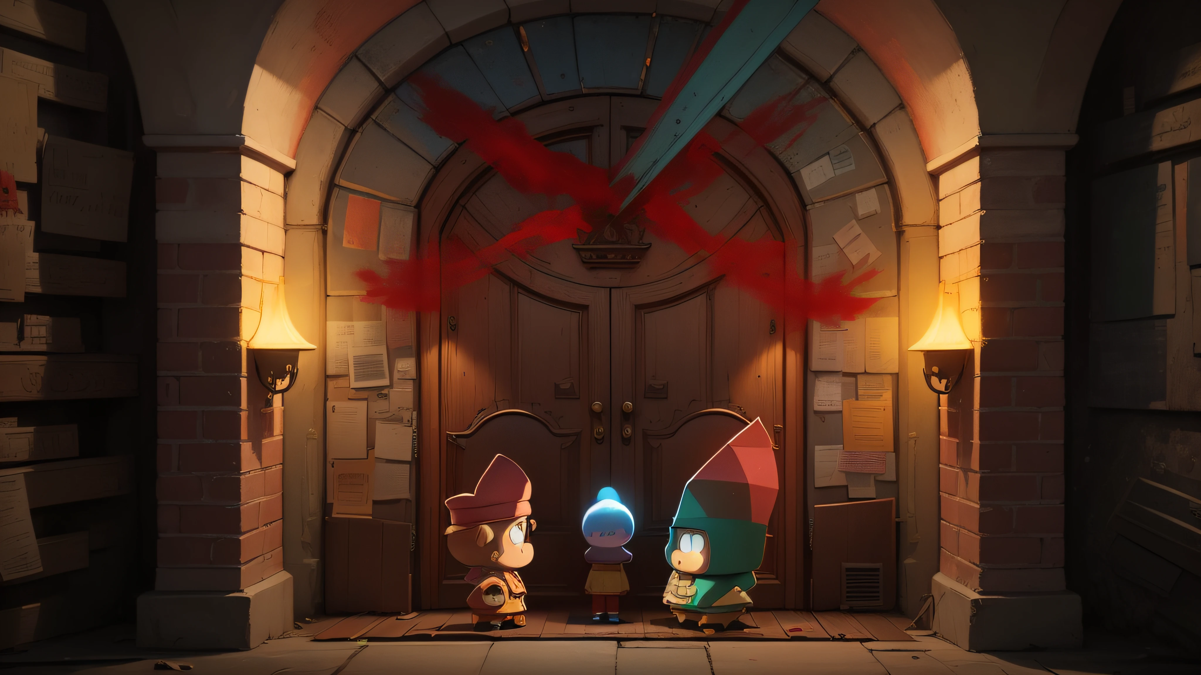 gravity falls, background, mistery, fantasy, cinematographic light, neon --auto