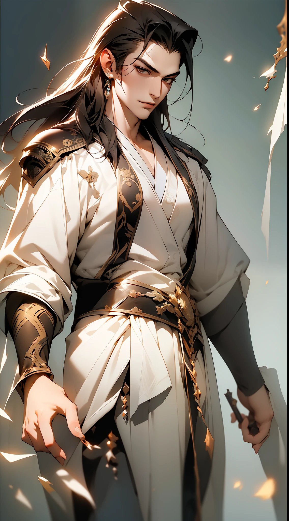 1 handsome man、The whole body，White background，Xianxia，Hanfu，highdetailed，sketch，Denoising，Cinematic grade，White background，Ultra-high resolution，best shadow，Sharp focus，master-piece，（Very detailed CG unified 8K wallpaper）