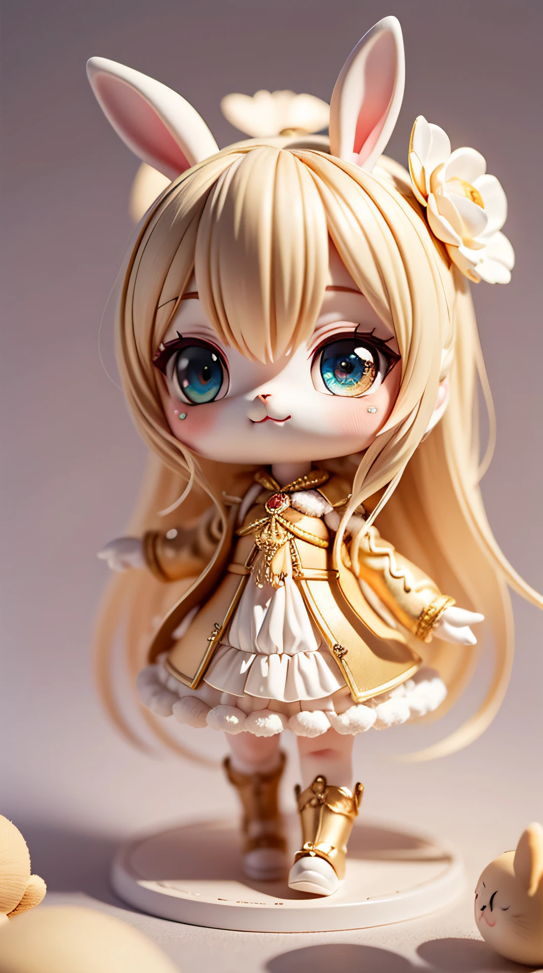bunny, furry, fluffy, soft ((best quality)), ((masterpiece)), ( extreme detailed, highest detailed, official art, beautiful and aesthetic:1.2), depth of field, composition FULL BODY, (CHIBI),, (beautiful and detailed eye:1.3),(very happy:1)