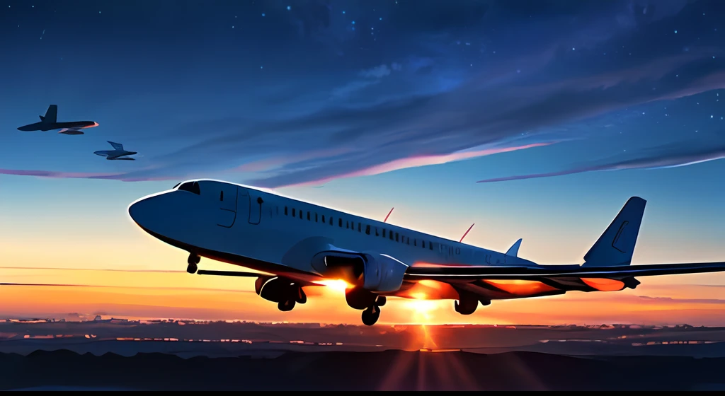 4k, high detail, cloud, sky, airplane, landscape, view, blue sky, night