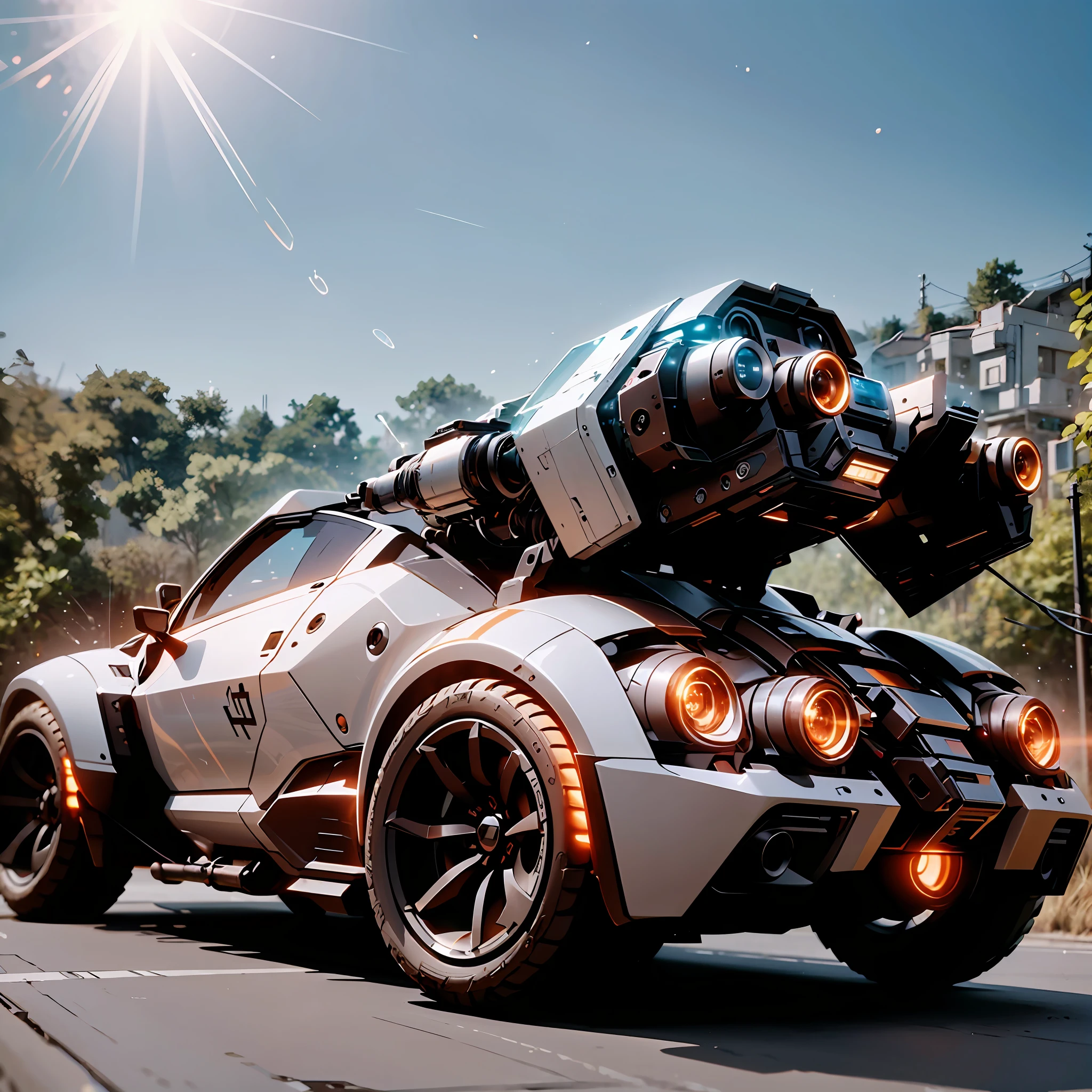 ((Best quality)), ((Masterpiece)), (detailed :1.4), 3D, (A mecha combat vehicle:2),outside,((Panoramic View)),glowing with,light Particle,((Glow)),Pure energy chaos anti-technology,hdr(High dynamic range),(High chiaroscuro),ray traicing,NVIDIA RTX,ultra resolution,Unreal 5,Subsurface scattering,PBR Texture,Post-processing,Anisotropic filtering,depthoffield,Maximum clarity and sharpness,Multilayer Texture,Albedo e mapas Speculares,Surface Shading,Accurately simulate light-material interactions,perfectly proportioned,octane render aesethic,Two-tone illumination,Large aperture,Low ISO,White balance,rule of thirds,8K RAW