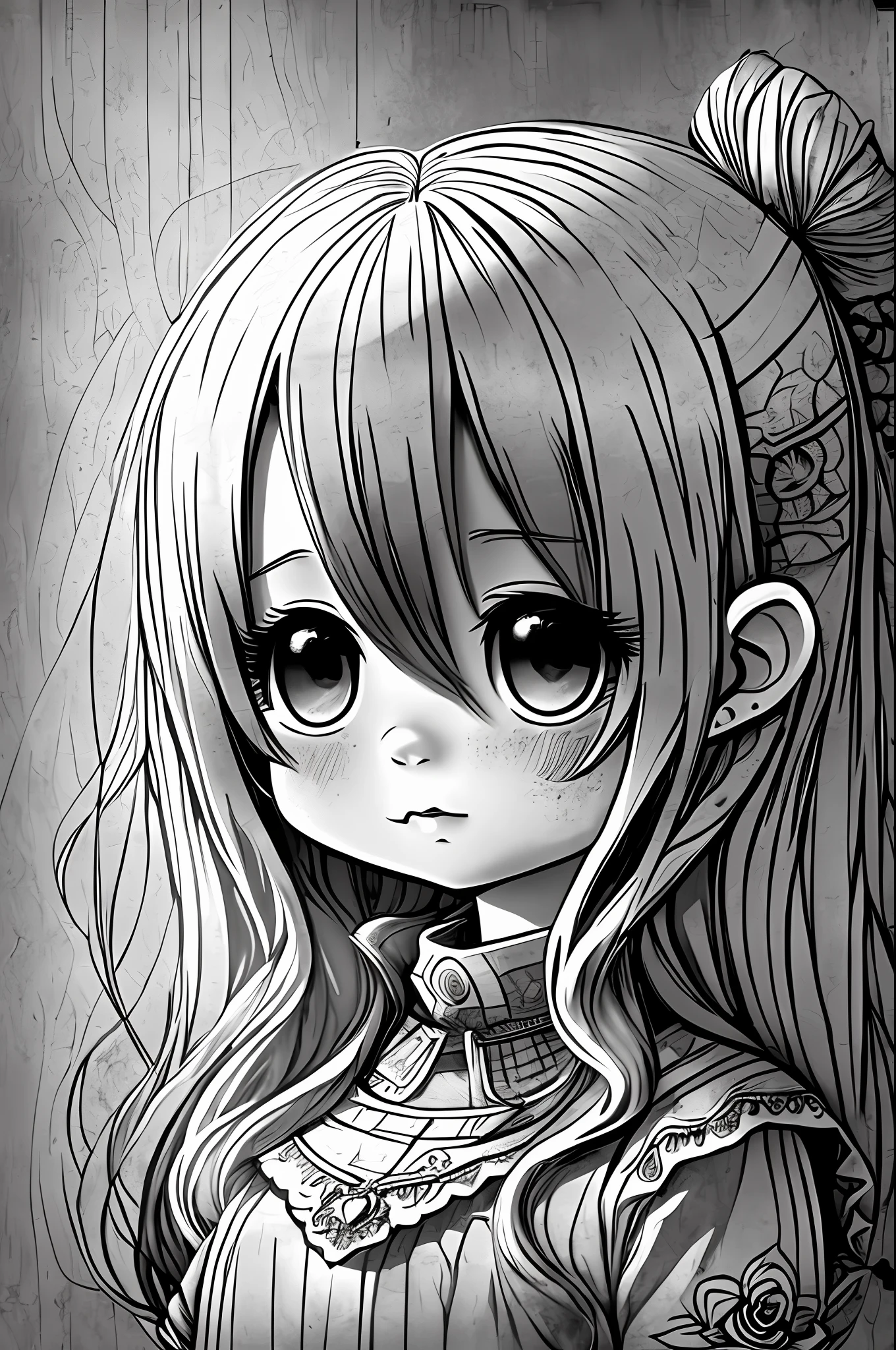 chibi couple, lovely, grey scale --auto --s2