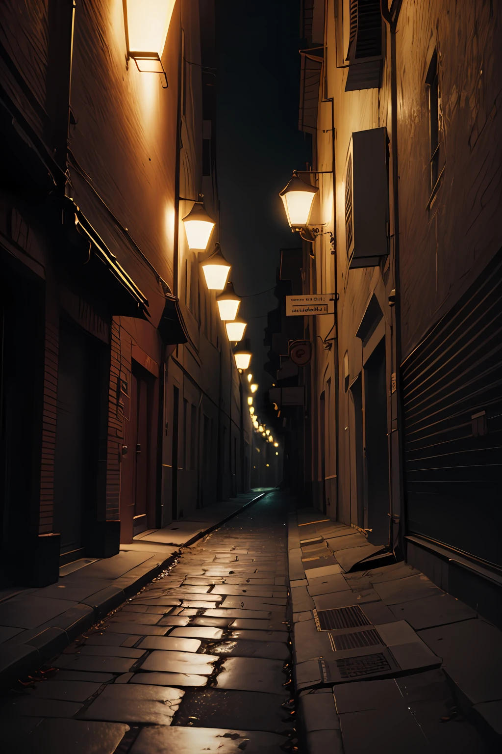 a darkness street, red ilumination, dark