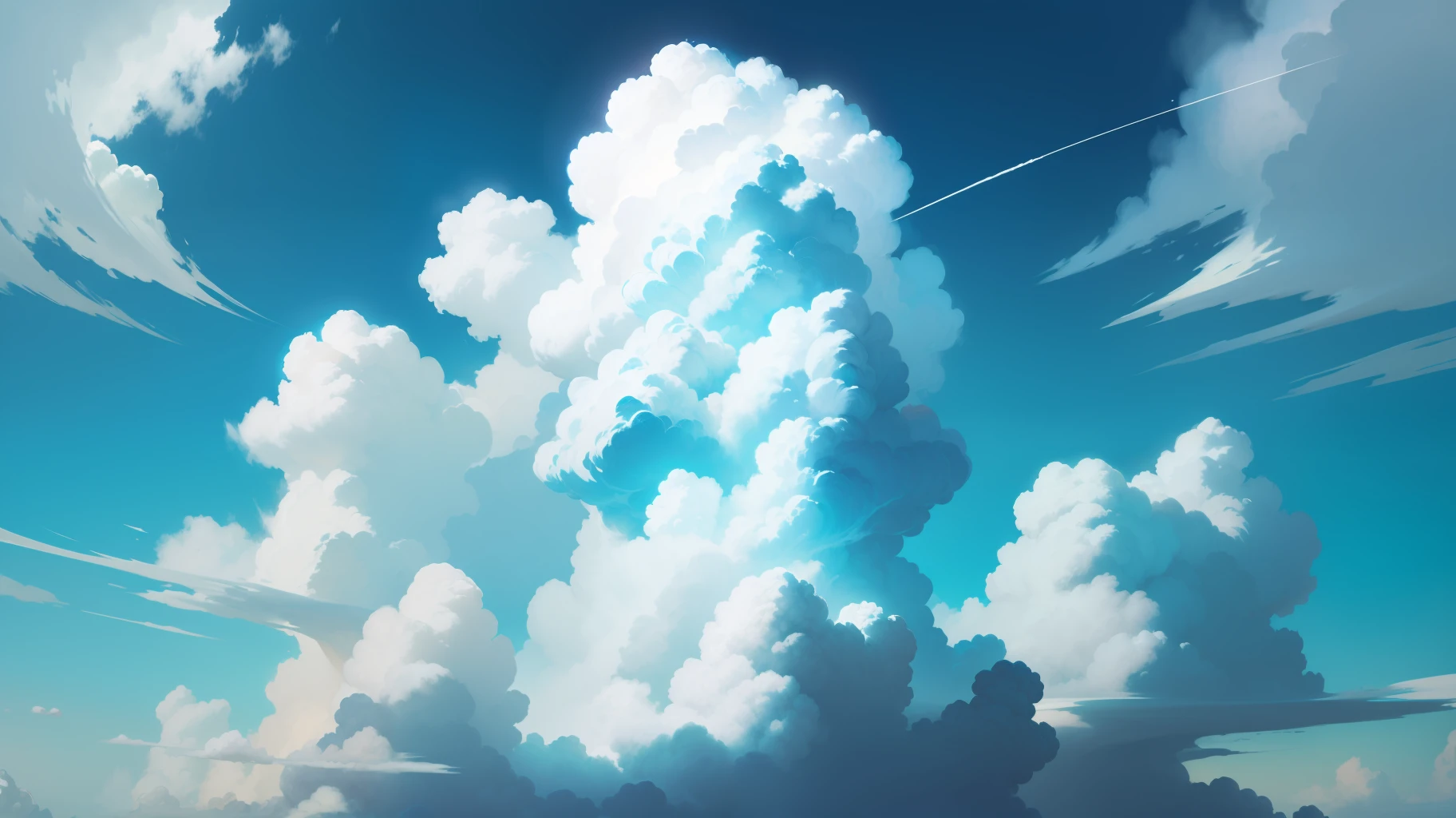 bluesky，white cloud，yama，aqua