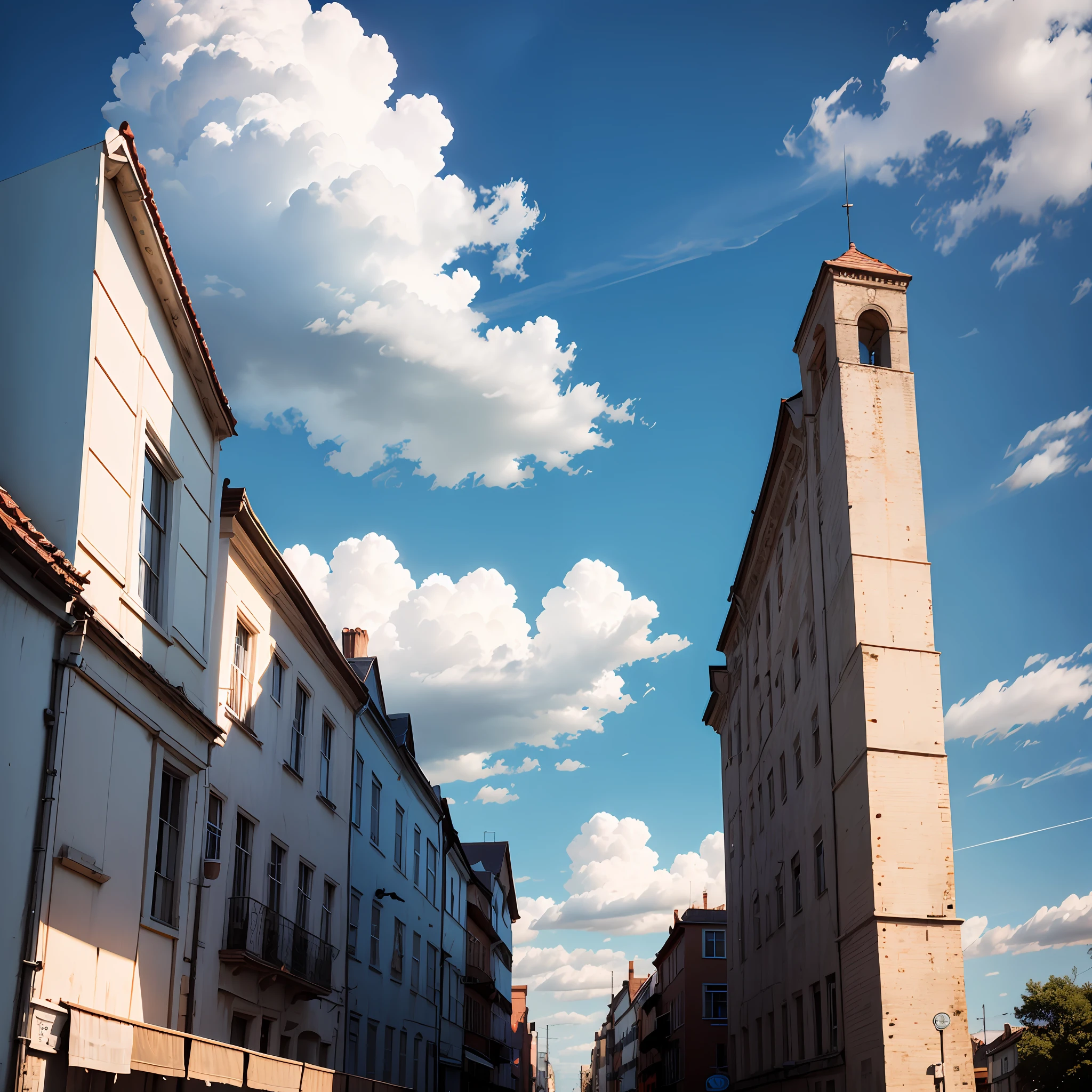 with a blue sky and white clouds above it --auto
