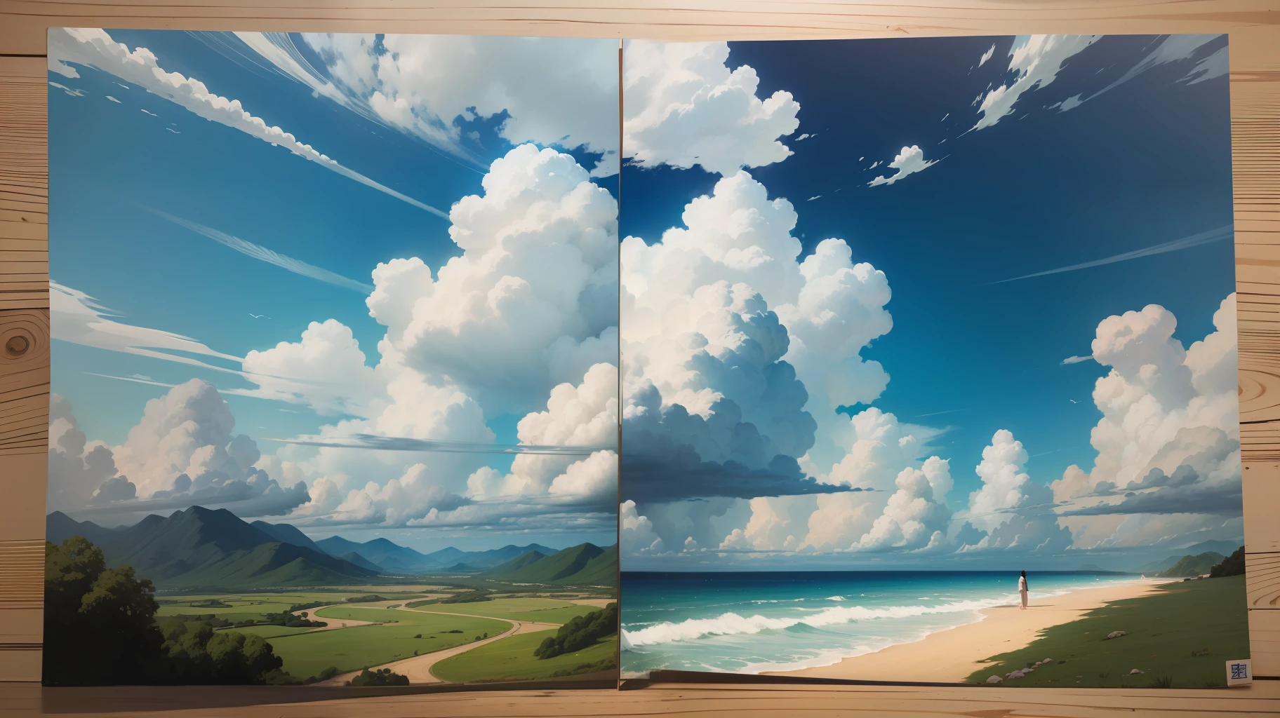 bluesky,white cloud , yama,aqua
