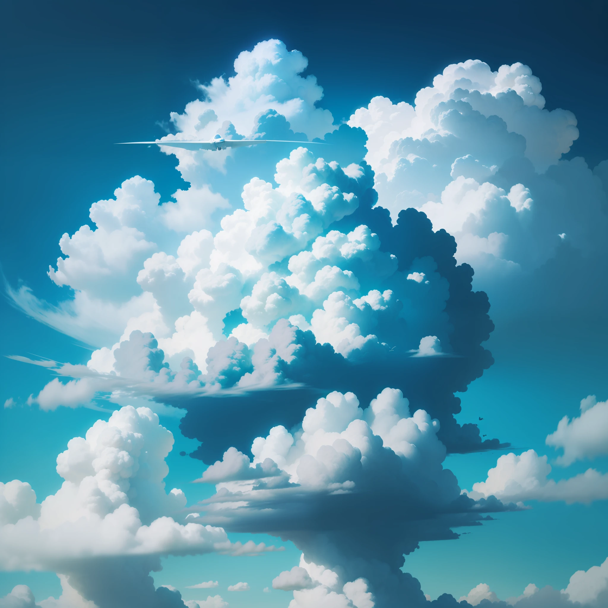 bluesky，white cloud，yama，aqua