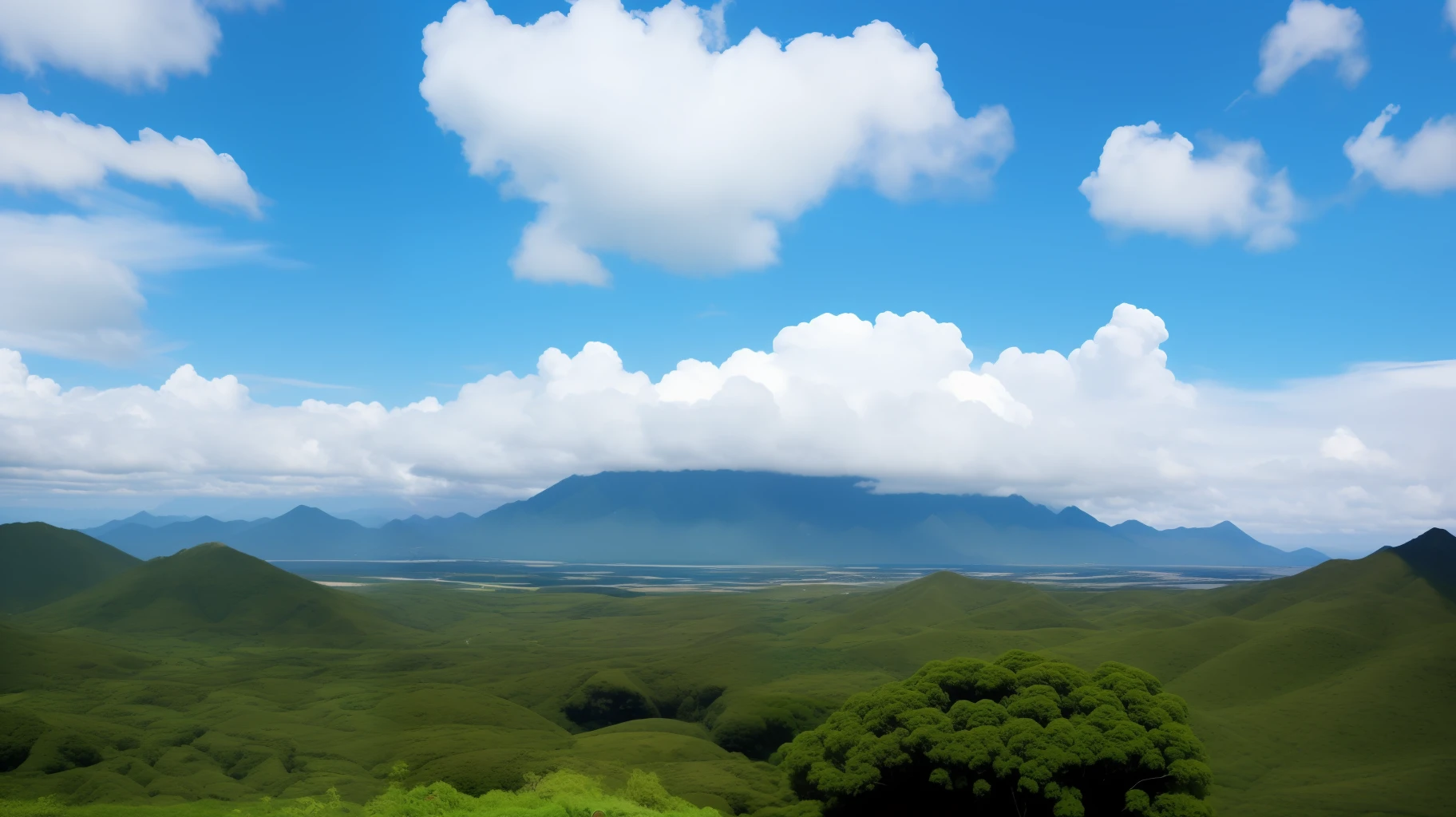 bluesky,white cloud,yama,aqua --auto