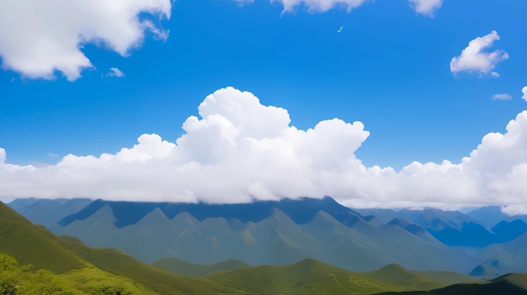 bluesky，white cloud，yama，aqua --auto
