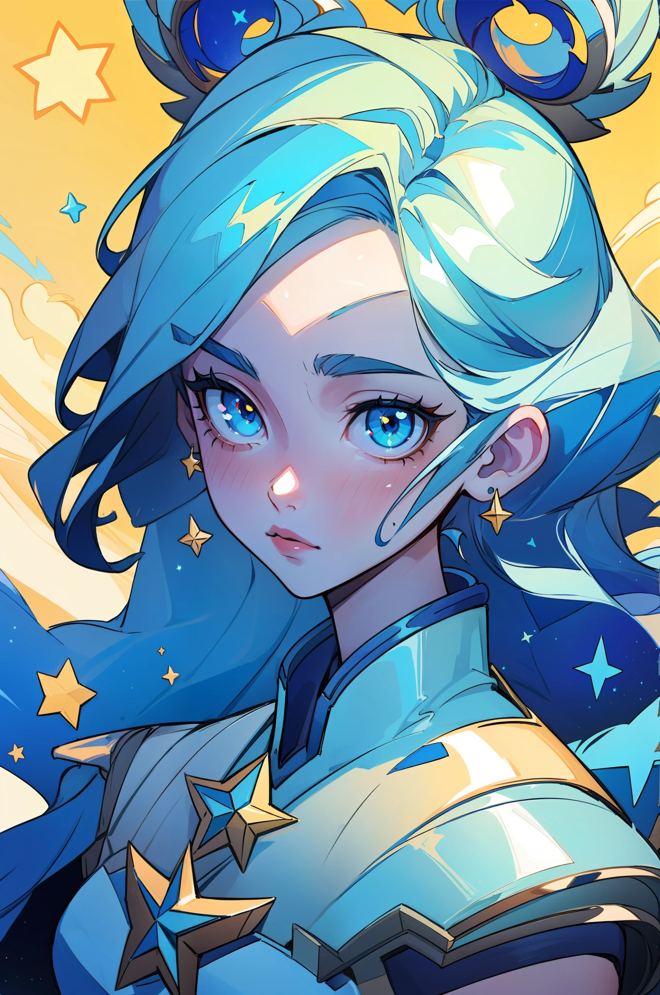 (masterpiece, best quality),  intricate details, 8k, artstation, sharp focus, 1girl, star guardian, league of legends, (cool color theme)