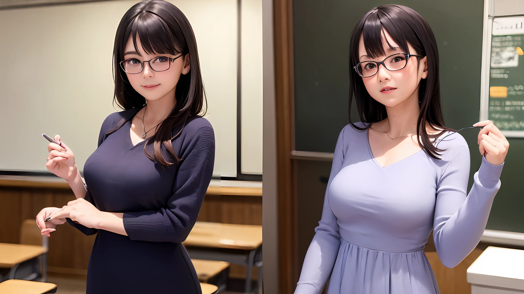 Beautiful teacher，realperson，Change the job，wearing eyeglasses、Wear a purple dress --auto