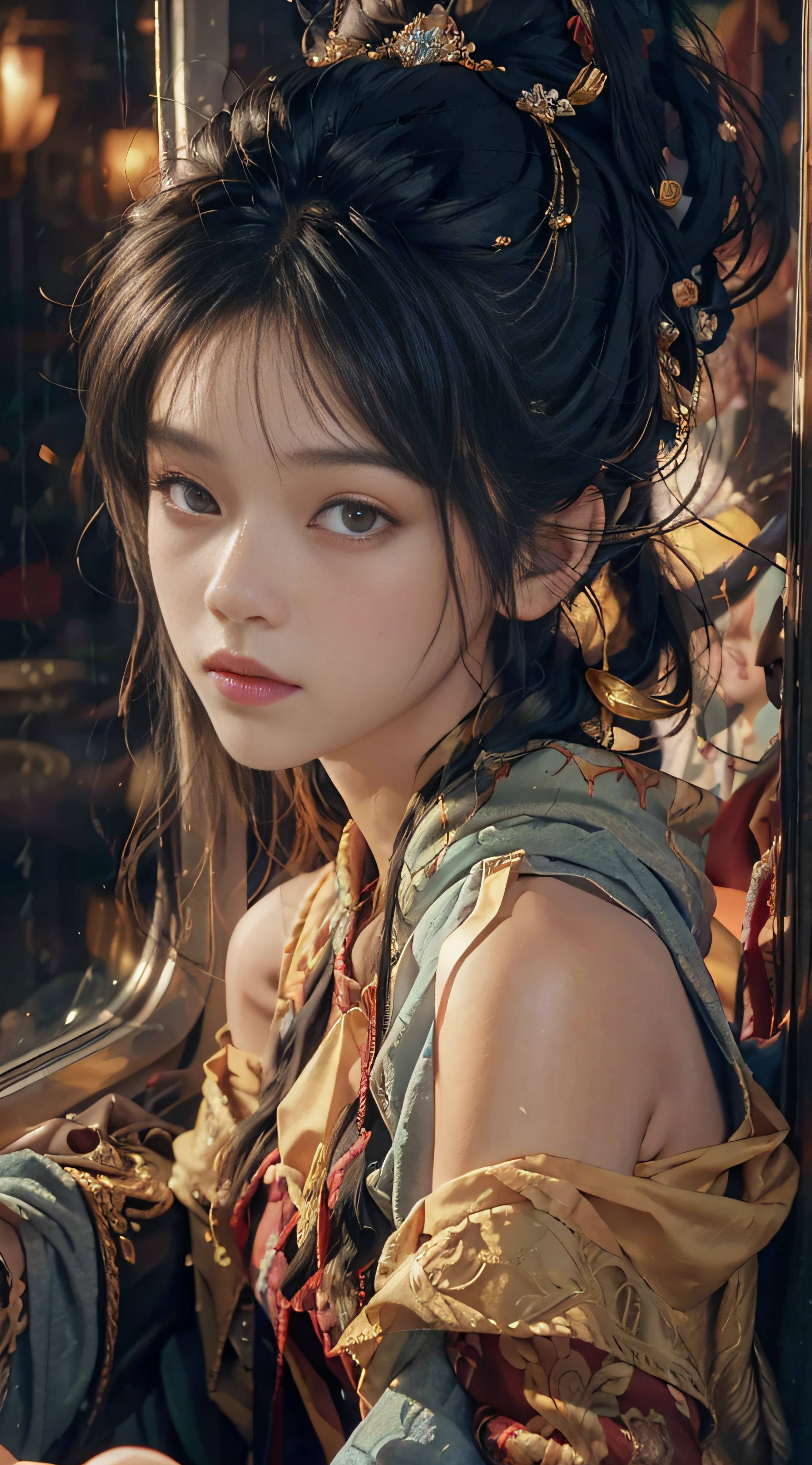 (from the outside) the best quality, masterpieces, realistic photos, intricate details, original photos, off work, home, on a private jet, it's raining outside, hoodies, black hair, extra-long hair, off-the-shoulders, feather hair accessories,
