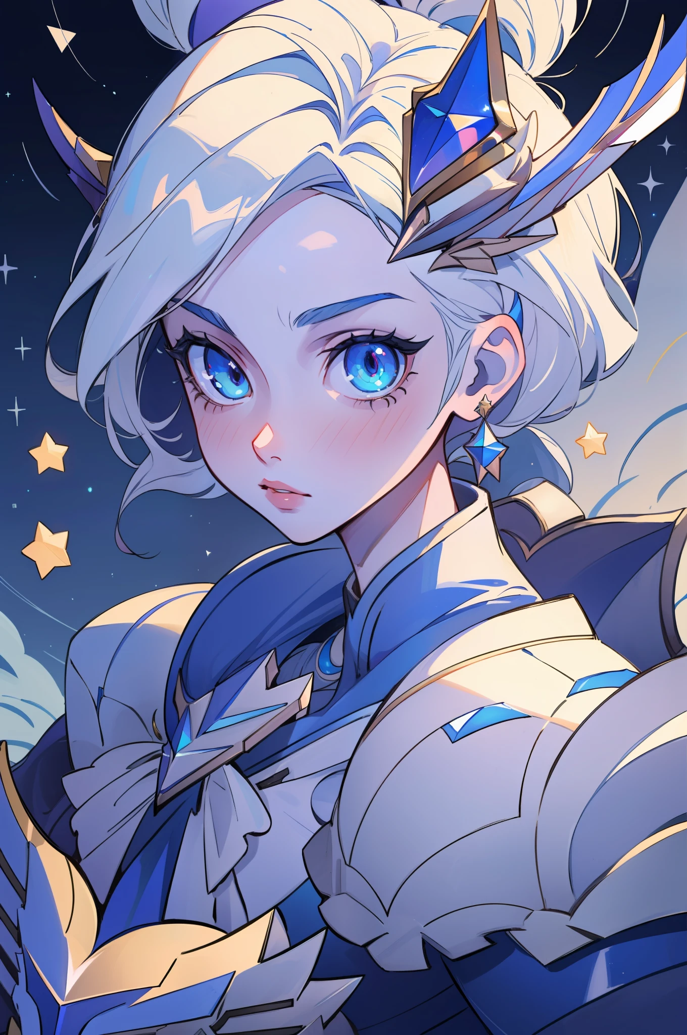 (masterpiece, best quality),  intricate details, 8k, artstation, sharp focus, 1girl, star guardian, league of legends, (cool color theme)