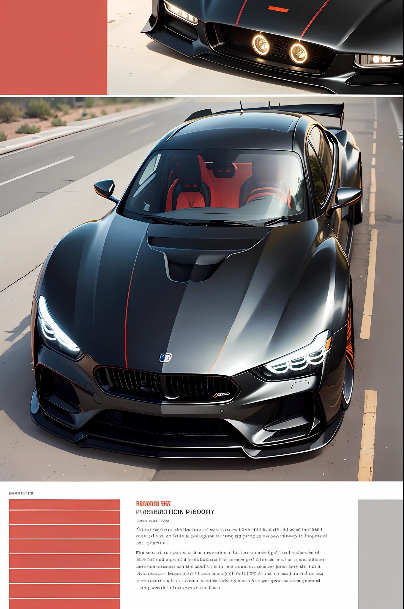 concept car,Rich streamlined,Angular,Black is the main tone,There are red lines distributed,Top light,Wide angle lens