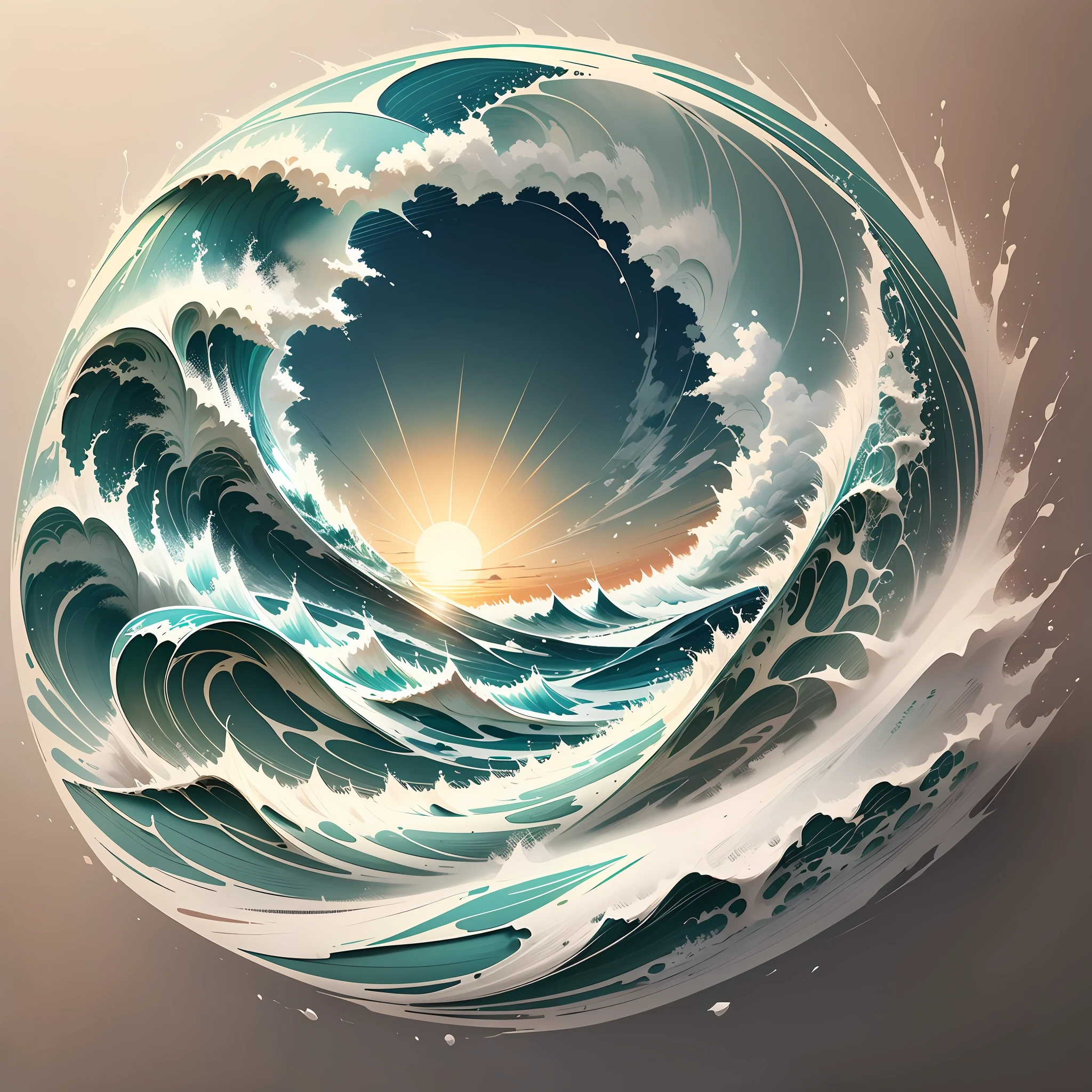 a drawing of a sun rising on a wave, tattoo sketch of a sea, simple drawing, tattoo sketch of an ocean, very sunny weather, simple line art, sunny weather, minimalist line drawing, inspired by Shūbun Tenshō, slightly sunny weather.