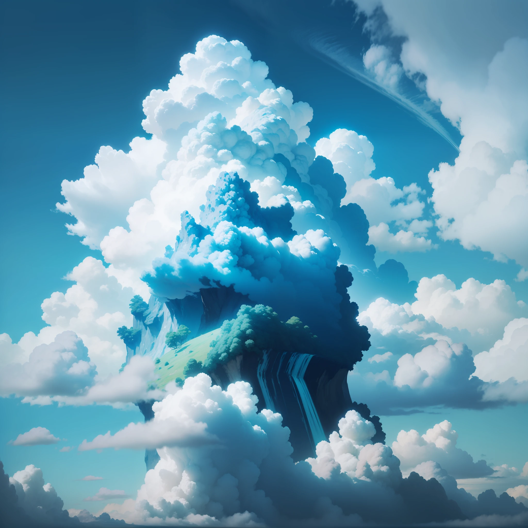 bluesky,white cloud,yama,aqua