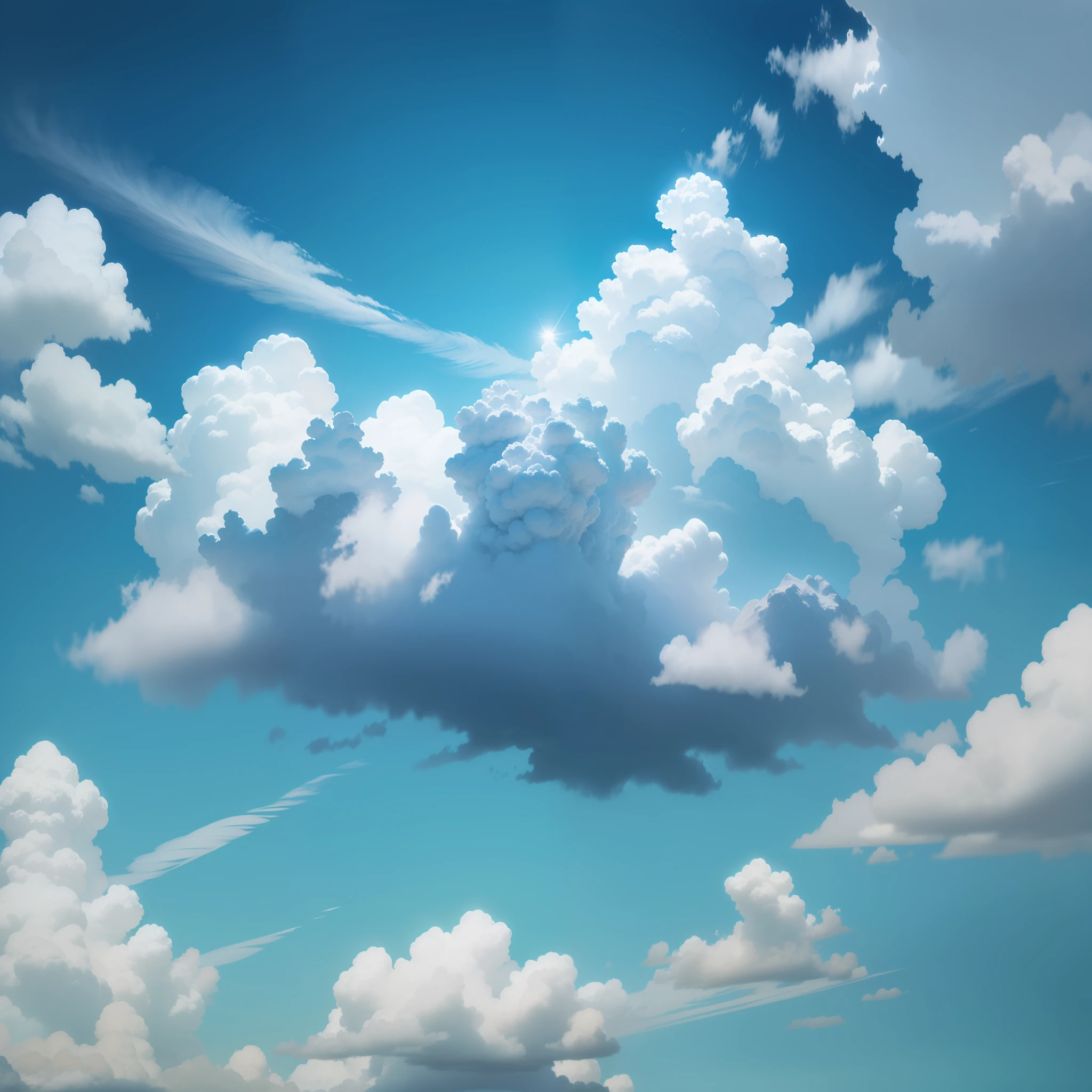 bluesky,white cloud,yama,aqua