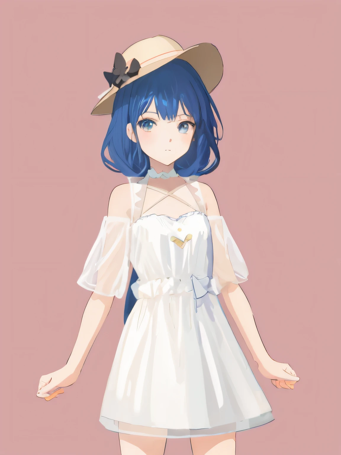 anime girl in a white dress and hat with blue hair, cute anime waifu in a nice dress, in dress, stylized anime, made with anime painter studio, anime stylized, Anime style. 8K, flat anime style shading, anime moe art style, anime art style, artwork in the style of guweiz, 2 D anime style