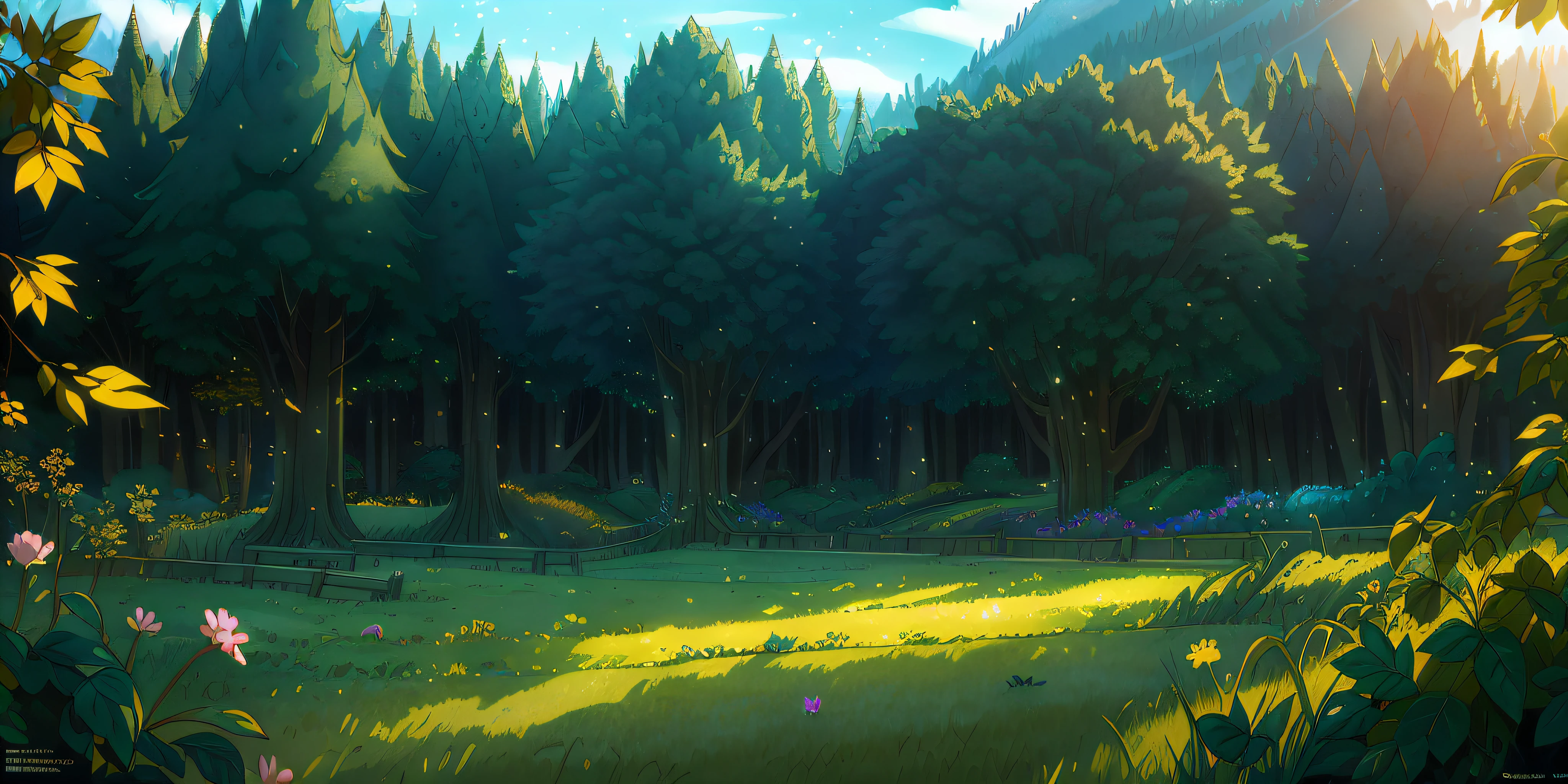 Masterpiece, best quality, (very detailed CG unit 8k wallpaper) (best quality), (best illustration), (best shadows) green fields, valley, delicate petal leaves of various colors falling into the air, Ray tracing, ultra detailed