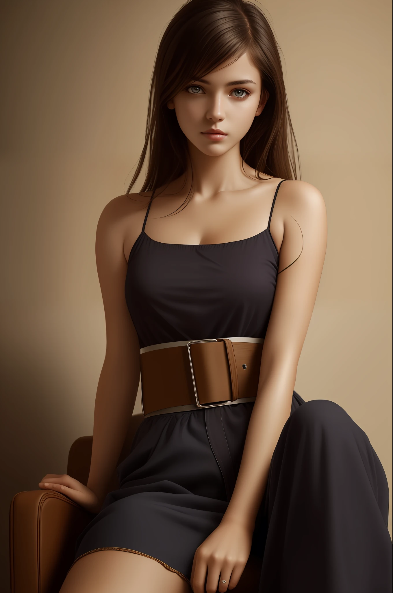 Best quality, masterpiece, ultra high res, (photorealistic:1.4), raw photo, 1girl, waist up, sitting, deep shadow, dark theme