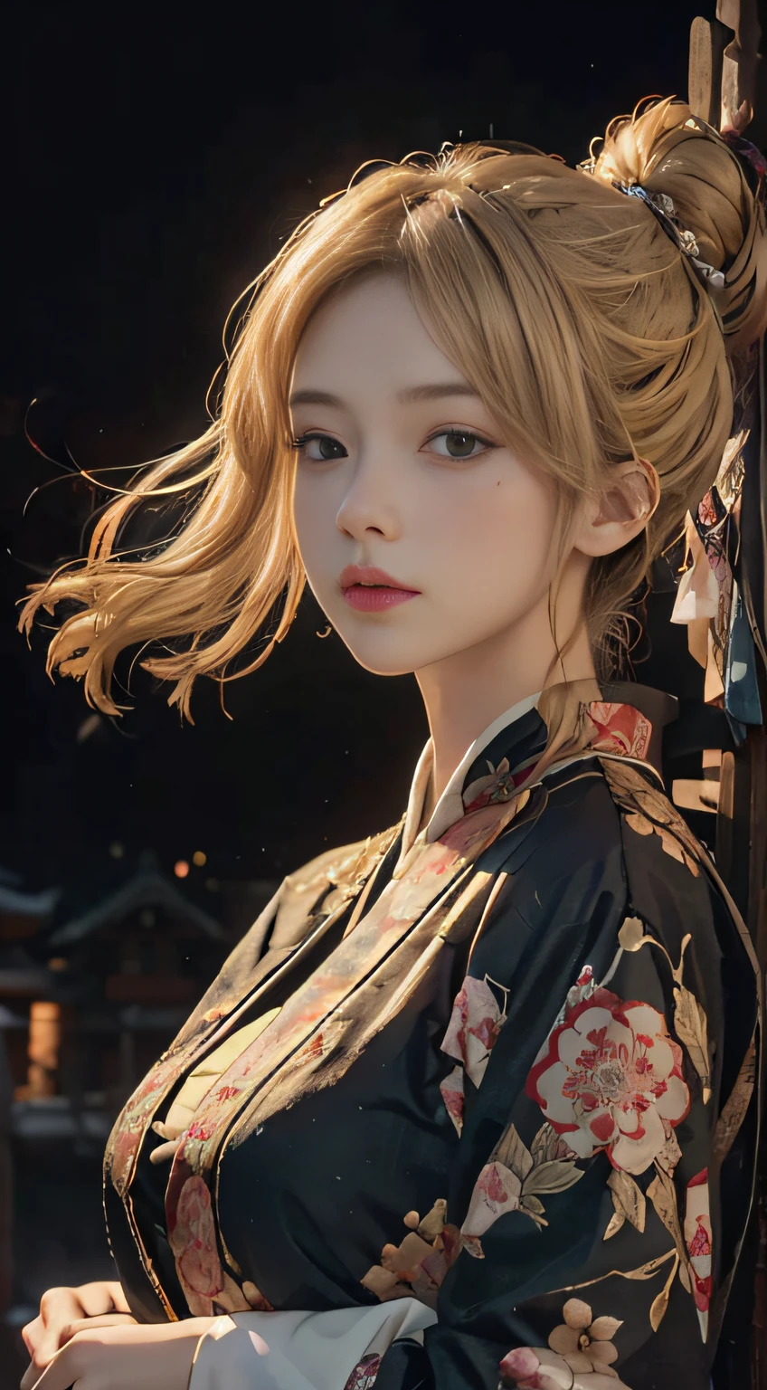 best quarity,Meisterwerk,super high res,(lifelike:1.4),Raw photo,1女孩,blonde Hair,blueeyes,Detailed eyes and face,black business suit,Dynamic Lighting,in dark,Deep Shadow,OFFICIAL ART,统一 8k 壁纸,hyper detailed,Beauty and aesthetics,ish high quality,beutiful,Meisterwerk,the best quality t,(zentangle,a Mandala,Tangles,Entanglement:0.6),elegance,Japanese shrine costumes,Streamers fly,Meisterwerk,best quarity,still from a movie,Floating in the sky,mingliang,joyful,Warm and soft lighting,Sundown,majestic,(Meisterwerk),sidebrilliance,(Delicate and beautiful eyes:1.2 )
