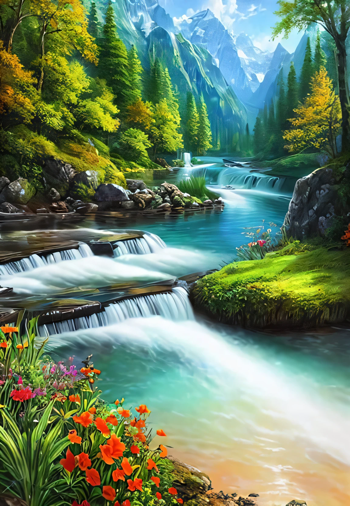 landscape,water,(extremely detailed CG unity 8k wallpaper), most beautiful artwork in the world,professional majestic oil painting,intricate, High Detail, Sharp focus, dramatic, photorealistic painting art