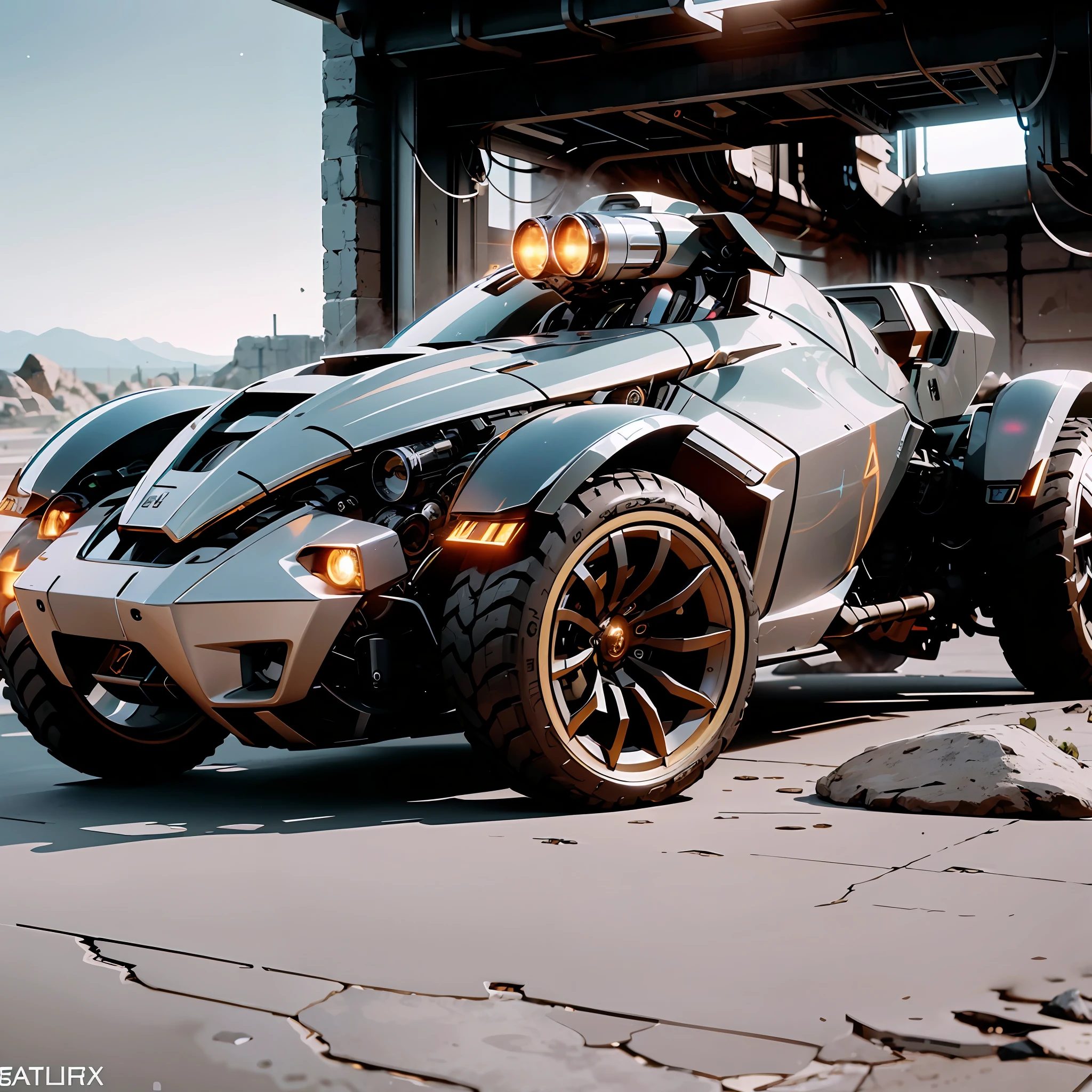 ((Best quality)), ((Masterpiece)), (detailed :1.4), 3D, (A mecha combat vehicle:2),outside,((Panoramic View)),glowing with,light Particle,((Glow)),Pure energy chaos anti-technology,hdr(High dynamic range),(High chiaroscuro),ray traicing,NVIDIA RTX,ultra res,Unreal 5,Subsurface scattering,PBR Texture,Post-processing,Anisotropic filtering,depthoffield,Maximum clarity and sharpness,Multilayer Texture,Albedo e mapas Speculares,Surface Coloring,Accurately simulate light-material interactions,perfectly proportioned,octane render aesethic,Two-tone illumination,Large aperture,Low ISO,White balance,rule of thirds,8K RAW