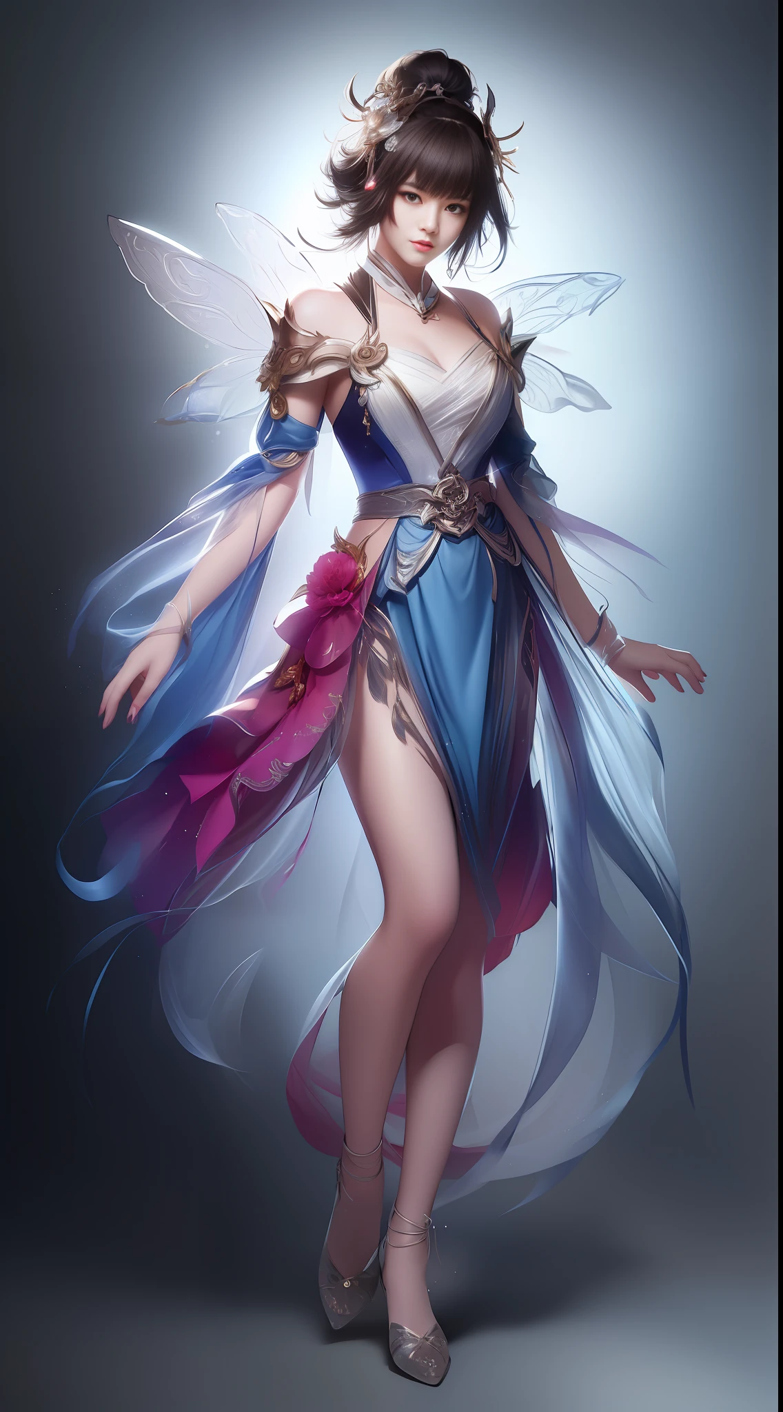 (8k, RAW Photo: 1.2), Best Quality, Illustration, Beautiful Painting, 1 Woman, Beautiful Face, Delicate Skin, Gorgeous Bun, Hair Accessories, (Hanfu), Full Body, High Detail, Accent, Color Ink Painting, Splash Color, ((((Colorful)), Lycoris, Sketch, Denoising, Splashing Ink, Dramatic, Cinematic, Particle Effects, Fairy Style, White Background, Super High Resolution, Best Shadow, RAW, (HDR) (Wallpaper) (Cinematic Lighting) (Sharp Focus), Masterpiece, (very detailed CG unified 8k wallpaper)
