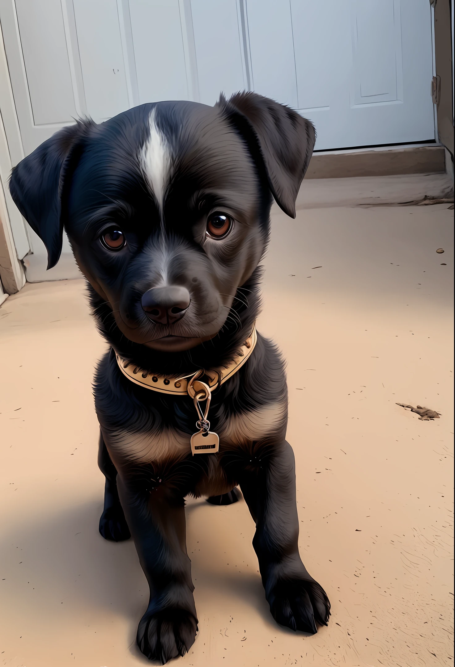 Criar um cachorro preto, peludo e pequeno