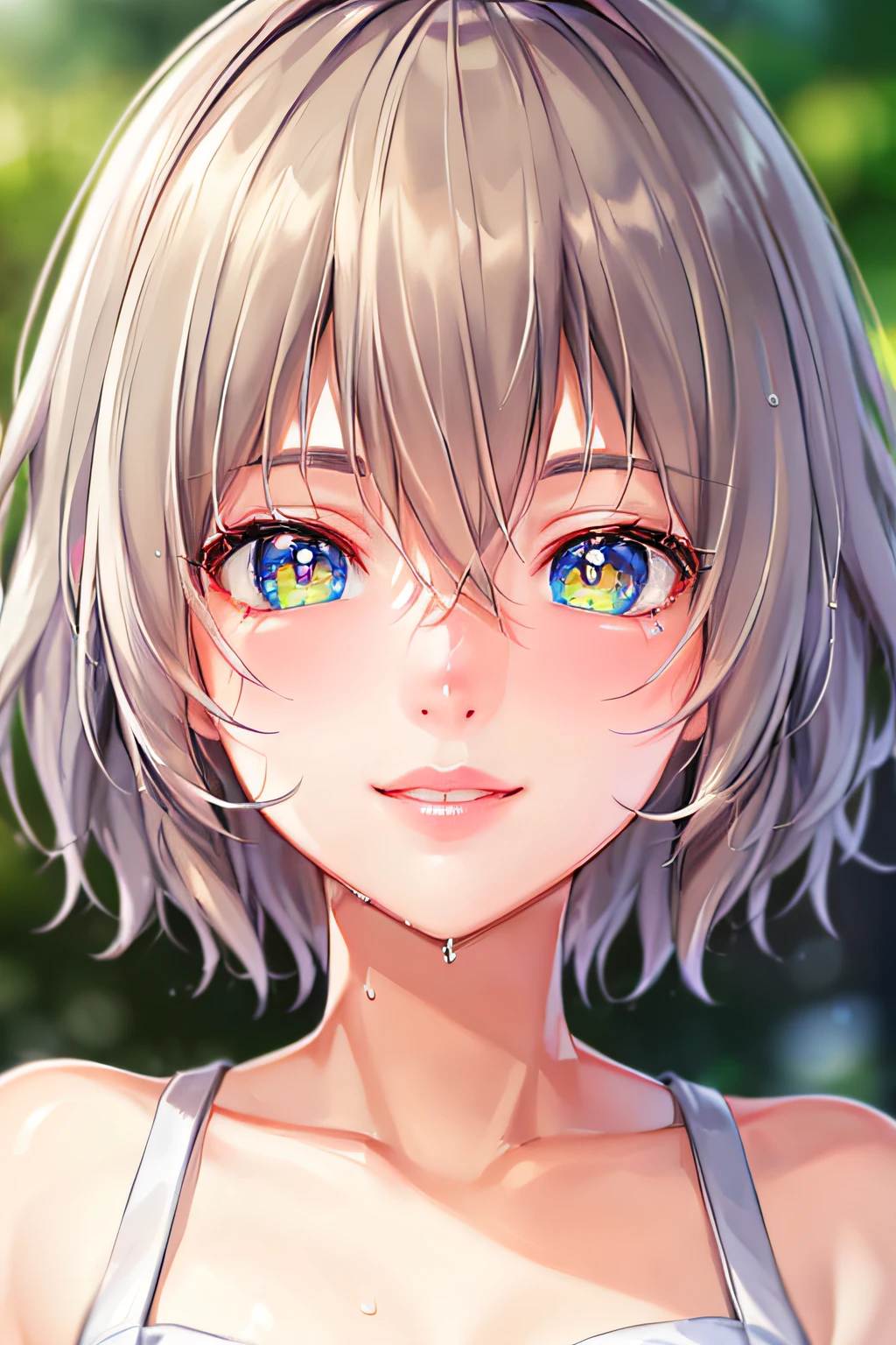 (ultra high res,photorealistic,realistic,best quality,photo-realistic), (((high detailed skin,visible pores))),(real person,photograph), ((mix4)), (8k, raw photo, best quality, masterpiece),photon mapping, radiosity, physically-based rendering,automatic white balance ,mastoid process
(1girl),(face close-up,seductive smile,moist lips,short hair:1.35), (blush|cute and playful|adorable|skinny|thick bangs|beauty|18 years old|childish looks|under 18 years old),(small breasts: 1.5),(looking at viewer:1.5),(irises and pupils are rounded,the pupil reflects the surroundings,eyes are not the same size:1.2), (skinny:1.6),