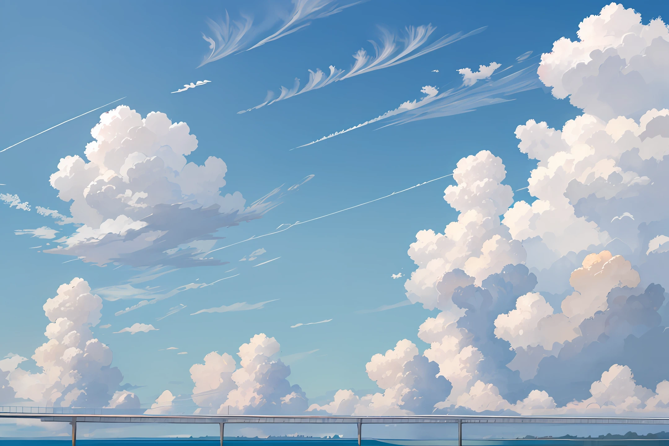 with a blue sky and white clouds above it