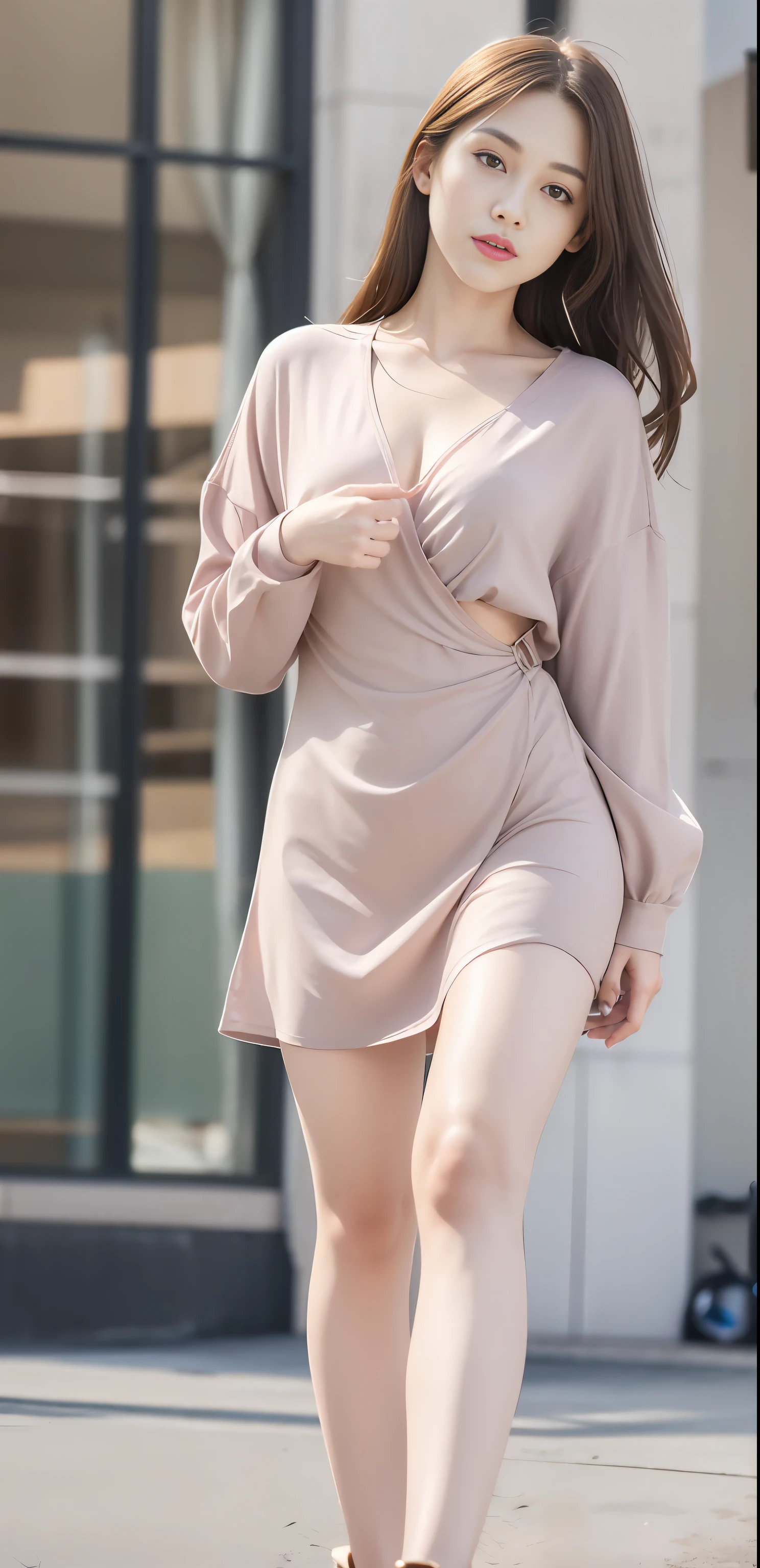 mix4, 20d, solo, long_hair, shirt, dress, high_heels, full_body, look_at_viewer, (8k, RAW photo, best quality, mastery:1.2), (realistic, photo-realistic:1.37), professional lighting, photon mapping, light energy transfer, physically based rendering,