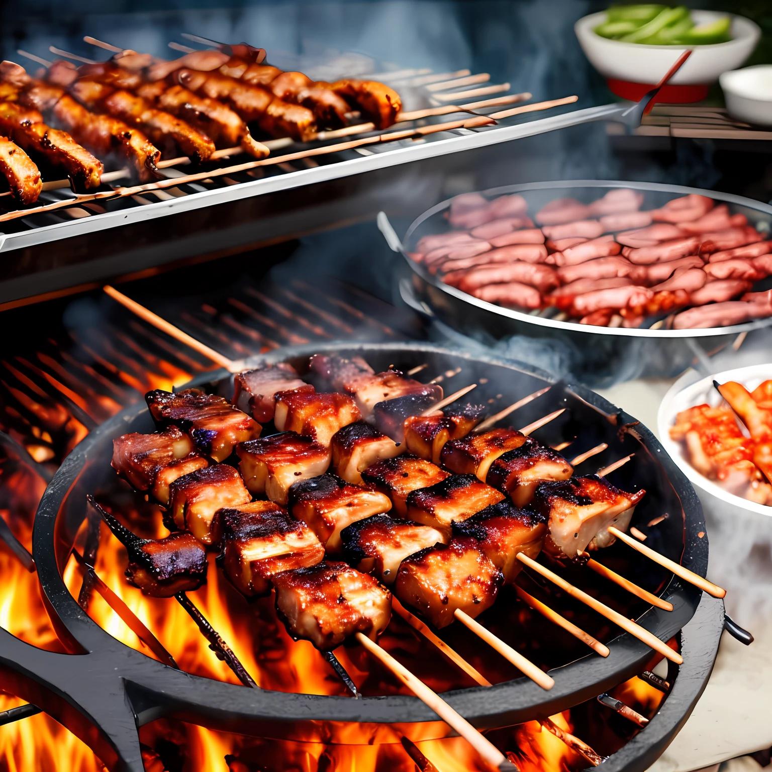 Skewer BBQ realistic,highdetailed,Complex,Clear focus,8 --auto
