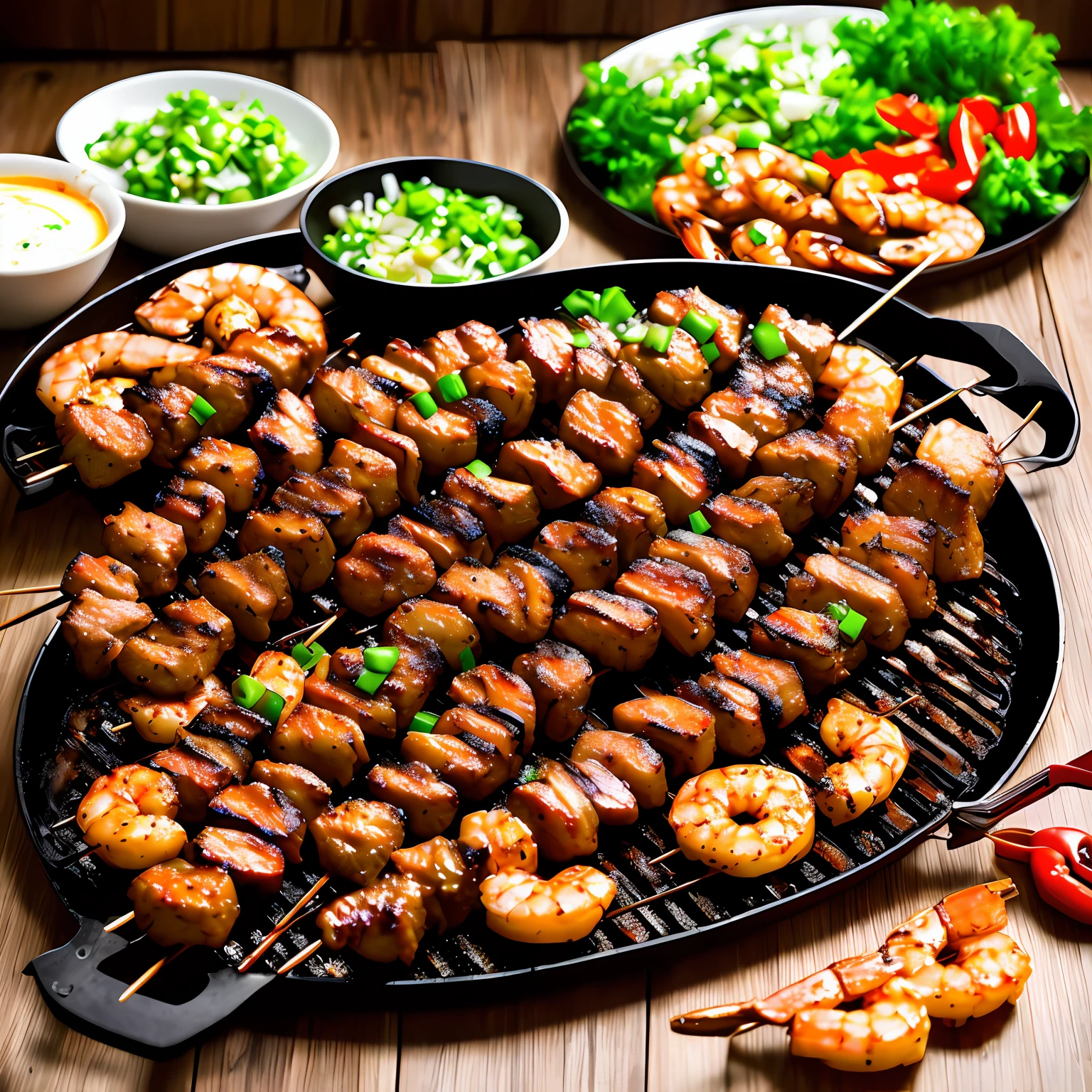 Skewer BBQ realistic,highdetailed,Complex,Clear focus,8 --auto