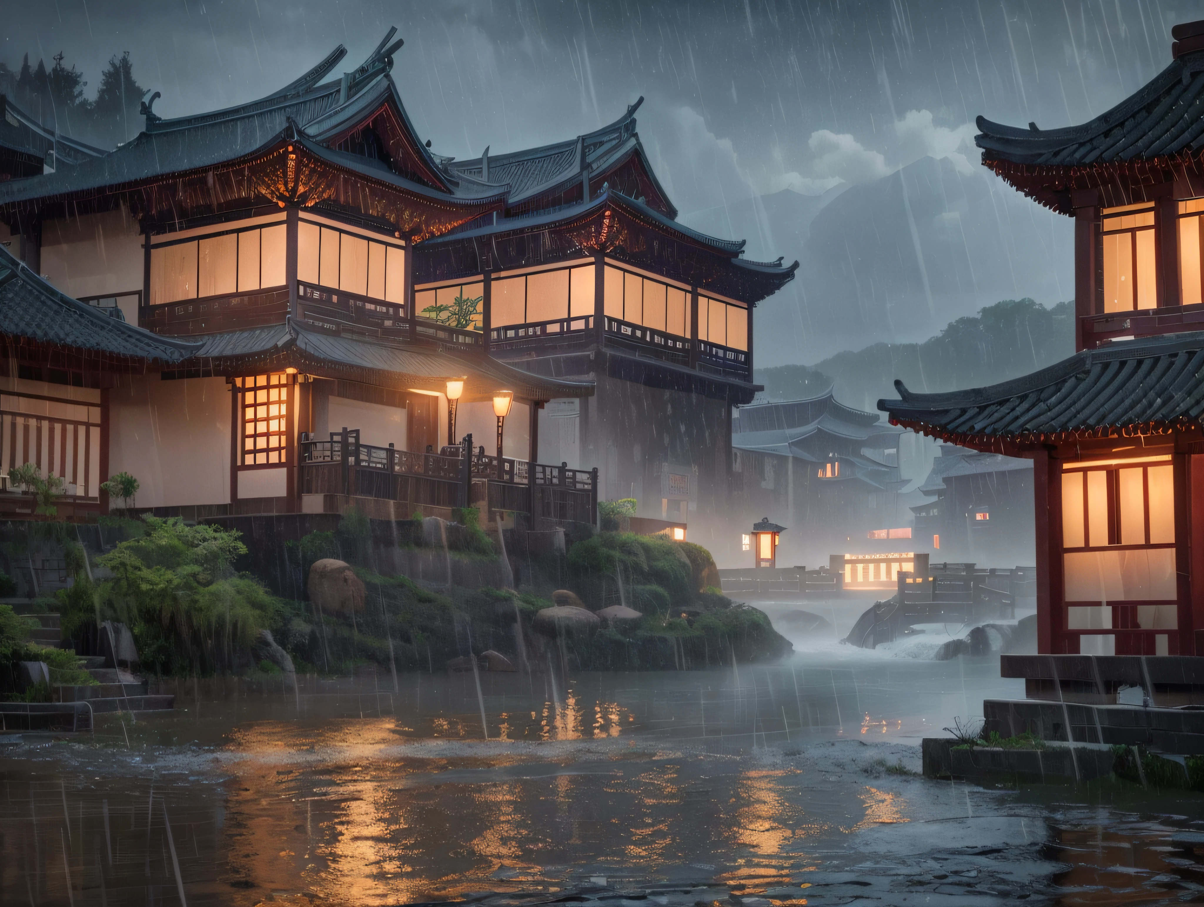 Silent night,Heavy rain,Everyone else is asleep。Two peerless masters walked on the roof eaves、Swords。After the end, they each left lightly,Leave no trace。