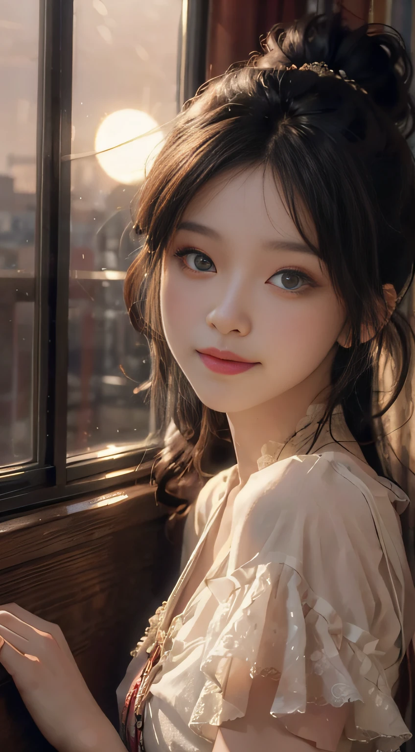 bright，joyous，Warm and soft lighting，sun set，majestic，（Meistwick，sidelit，（Delicate and beautiful eyes：1.2）