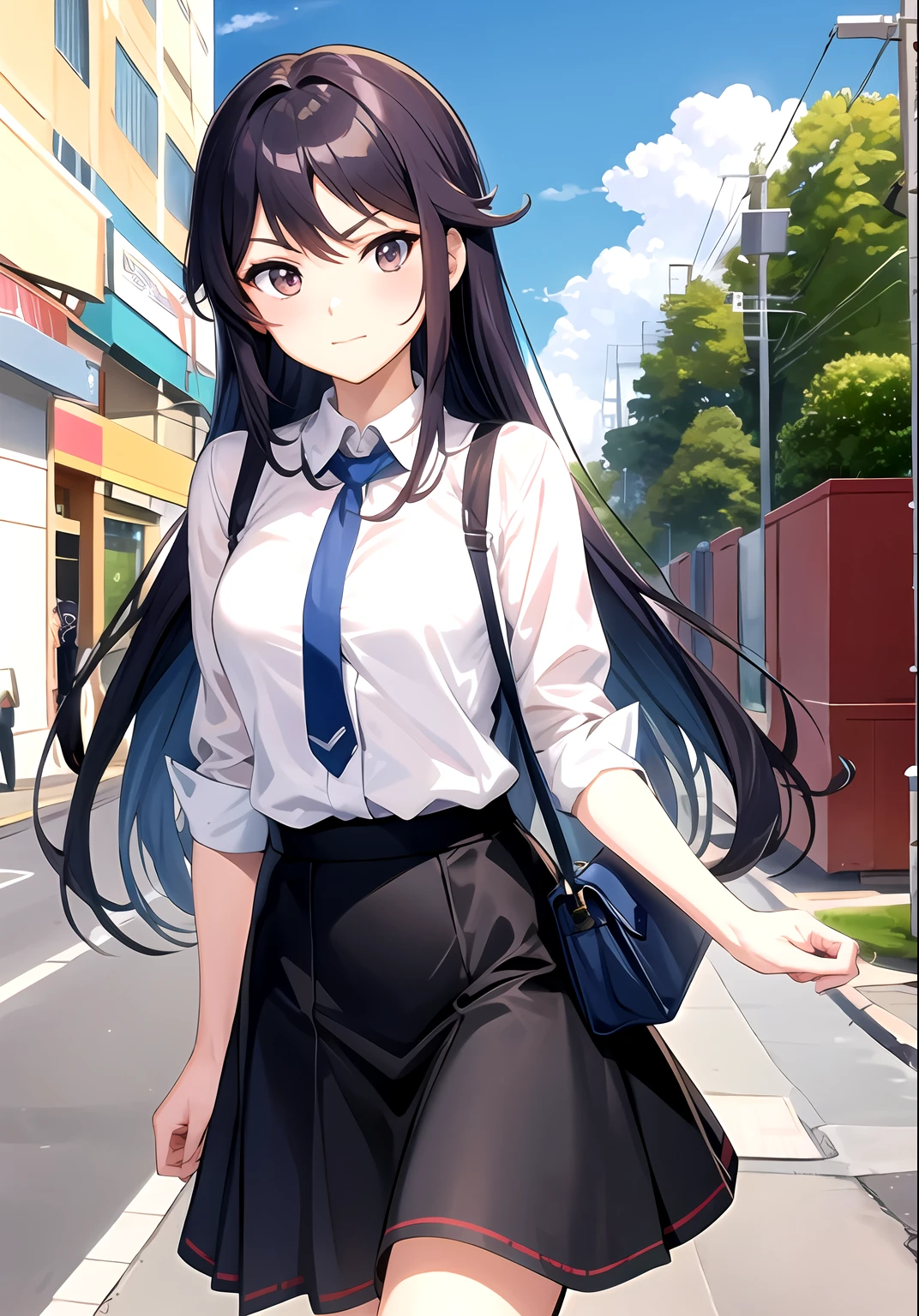 anime girl in a skirt and shirt with a purse in her hand, menina bonita do anime high school, visual anime de uma menina bonito, anime moe artstyle, menina anime sedutora, anime melhor garota, menina anime atraente, menina anime bonito, menina anime jovem, menina anime bonita, uma aluna hiperrealista, arte cg anime suave, uma garota de anime, kantai collection style