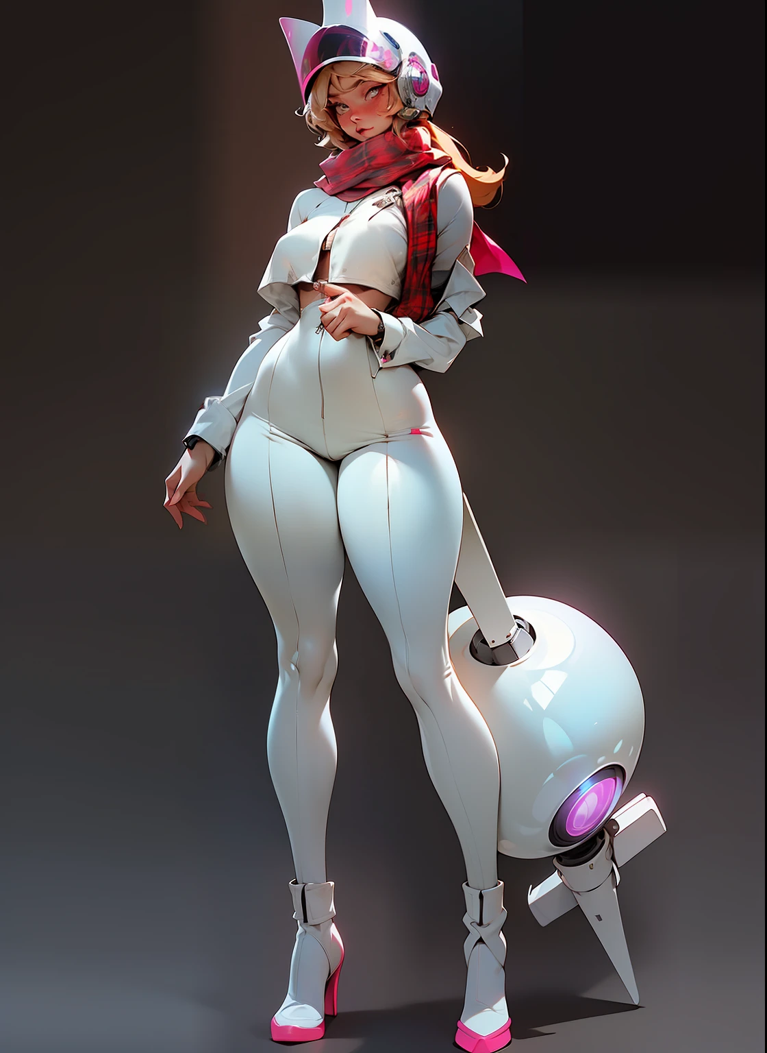 (character sheet: 2.1), tartan scarf around neck, plaid scarf, (a little bit chubby: 1.7) wide hips, thick thighs, thick body, anatomically correct, (head to toe: 2.0), (full body image: 1.9), 1girls, solo, (Casshern: 1.6), extremely stylized, deviant art, masterpiece, highly detailed, bright eyes, detailed eyes, expressive detailed eyes, wide eyed, detailed pupils, futuristic, ((1950s scifi helmet)), ((pointy helmet)), Rubber Gloss, white pants, blush, (white rubber skinsuit:1.4), white boots, blush, small breasts, ((nipping out:1.5)), (((nipping out))), lots of freckles, super textured detailed skin, entire body image, full body shot, nvinkpunk, professional photograph of alexander_skarsgard,