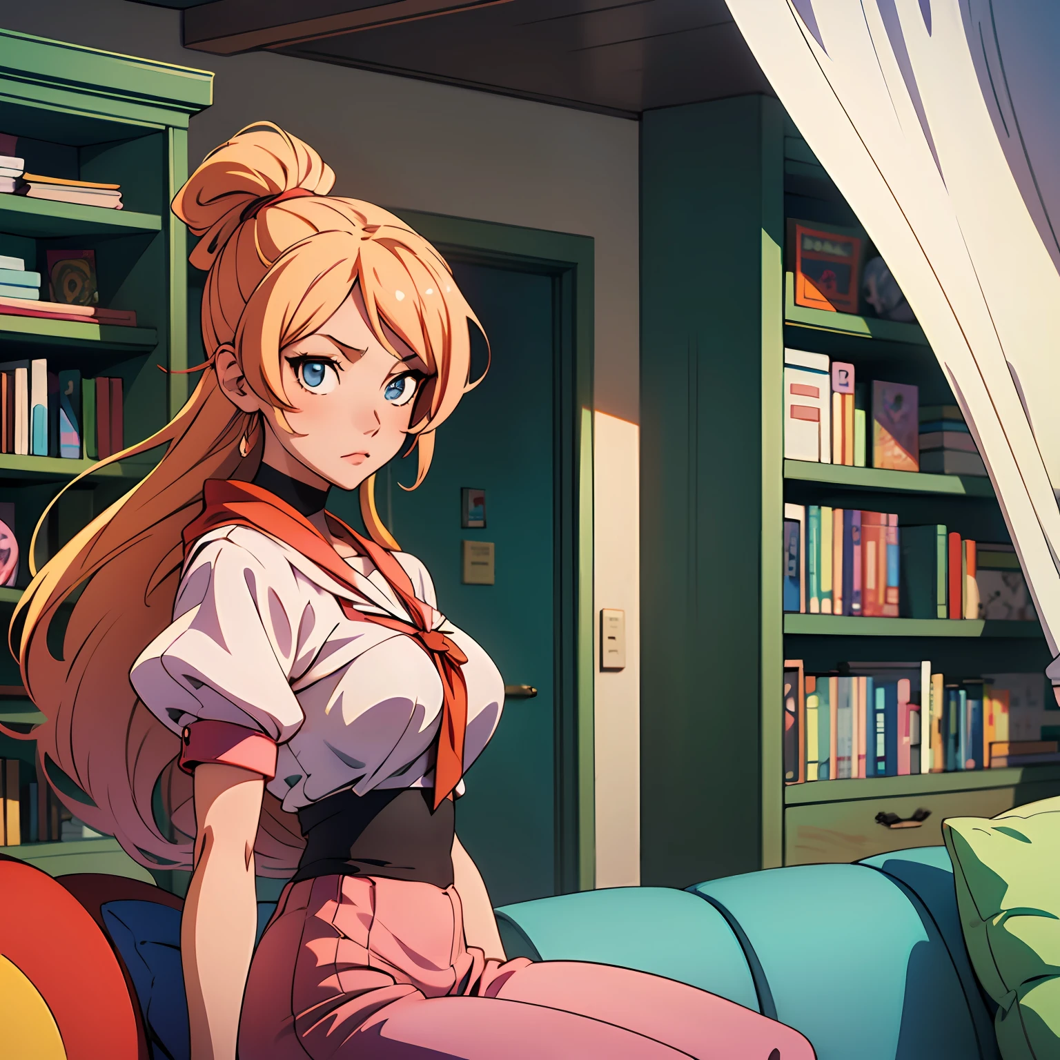 there is a room with a couch, CADEIRA, estante de livros e uma janela, arte de fundo do anime, fundo da biblioteca, anime bela cena de paz, bela cena de anime, fundo do quarto pessoal, beautiful anime scenery, Anime Art Wallpaper 8K, Elogio Artstyle, anime scenery, Anime Art Wallpaper 4K, Anime Art Wallpaper 4K, Fundo do anime, Biblioteca peculiar, arte de fundo interior, --auto