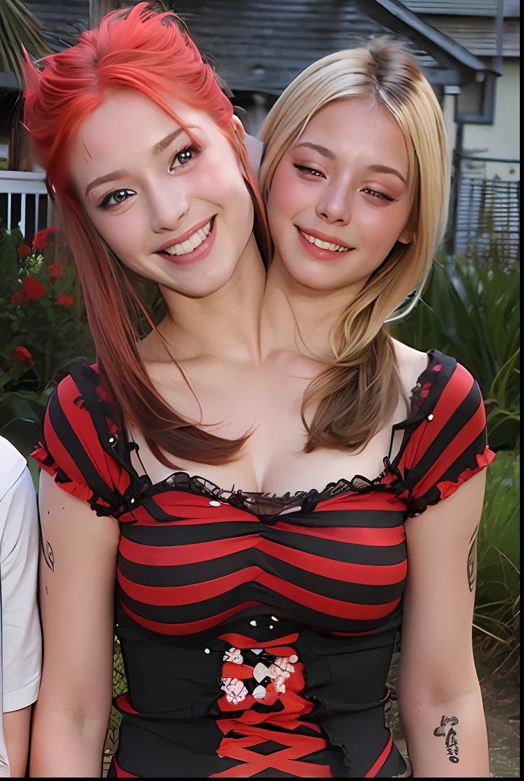 2heads, two headed girl, (one torso:1.5), pale skin, Scottish redhead, teenager, white girls, (two heads on one body:1.4), (first head uncomfortable:1.5), (second head unhappy:1.5) conjoined twins, heads side by side, one torso, young, uncomfortable, barefoot