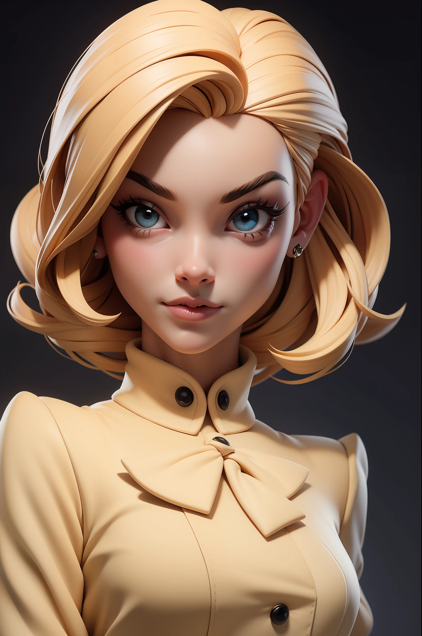 obra-prima, melhor qualidade, trabalho de rending 3d, estilo 3DMM, close-up, retrato, 3D, 1girl, solo, cabelo branco, cabelo longo, colar, sardas, joias, olhando para o lado, realista, parte superior do corpo, fundo simples, franja, olhando para longe, cabelo curto, lips parted, olhos pretos, lips, gothichorrorai, gargantilha, maquiagem, vestido, super realista