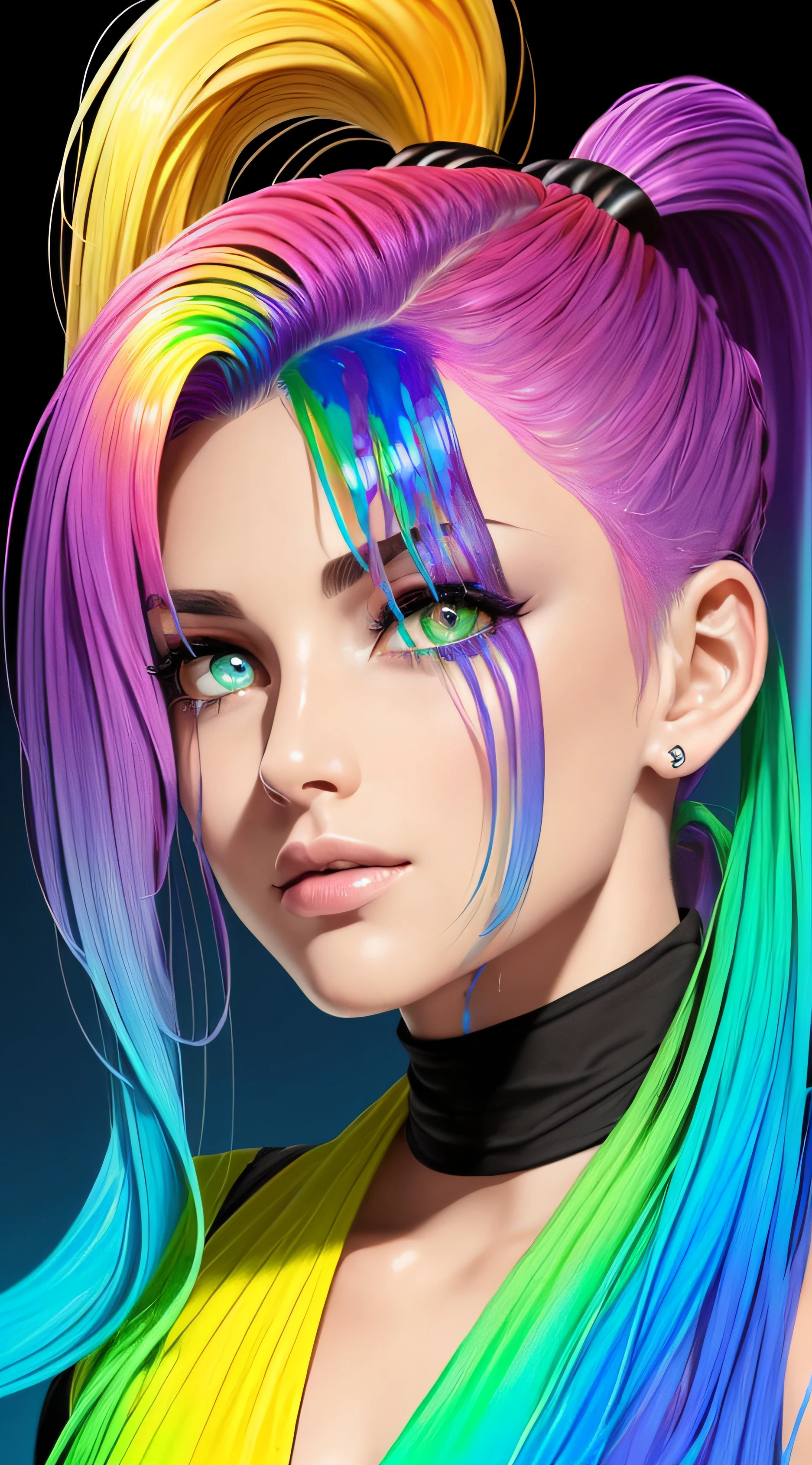 Foto de Jennifer Esposito,fotorrealista,(Camiseta Rosa Moda: 1.9),(Cor do Cabelo: 1.8), (all colors of the rainbow: 1.8),((((pintura vertical:1.6))), (pintura: 1.6),testa, Comics, Illustrations, Tintas, olhos grandes, olhos de cristal,( high ponytail rainbow color gradient:1.7), maquiagem requintada, boca fechada,(Pequeno fresco: 1.5),(Peito limpo: 1.5),(Peito limpo: 1.5) 1.6), longeyelashes, camiseta branca off-shoulder, camisa branca do ombro, looking at the audience, grandes olhos lacrimejantes, (rainbow hair color:1.6), salpicos de cor, (somente: 1.8), respingo de cor, Color explosion, estilo de pintura grossa, messy lines, ((brilhante)), (Colouring), (Colouring), (Colouring), Colouring, estilo de pintura grossa, (chapinhar) (salpicos de cor), pintura vertical, parte superior do corpo, Splatter de tinta, Acrylic Pigment, gradiente, pintar, A mais alta qualidade de imagem, very high quality, Masterpiece, floor, profundidade de campo, pintura facial, roupas coloridas, (elegante: 1.2), Beautiful, Cabelos Longos, vento, (elegante: 1.3), (Petals: 1.4),((Masterpiece))),((melhor qualidade))),((ultra-detalhado)),(ilustration),(angle dynamic),((Flutuante)),(pintura),((cabelos desgrenhados)),(somente),(1Menina) , (((Rosto anima detalhado))),((Rosto anima detalhado)),(rosto bonito e detalhado )),colar,ombros nus,cabelos brancos, ((Cabelos Coloridos)),((cabelo listrado)),(olhos detalhados bonitos,(gradient color eyes),((Eye Colorations))),(((Background Coloring ))),(high saturated))),((surrounded by splashes Colorings))), --auto