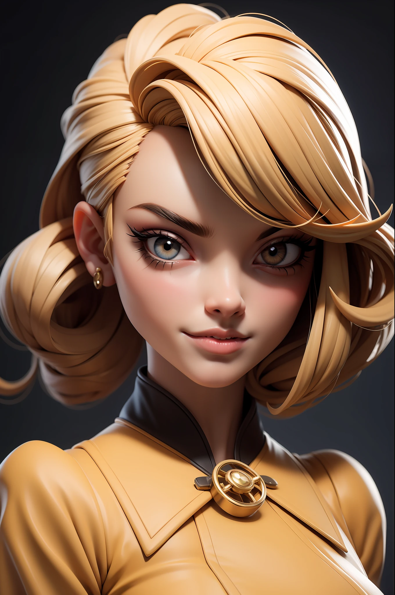 obra-prima, melhor qualidade, trabalho de rending 3d, estilo 3DMM, close-up, retrato, 3D, 1girl, solo, cabelo branco, cabelo longo, colar, sardas, joias, olhando para o lado, realista, parte superior do corpo, fundo simples, franja, olhando para longe, lips parted, olhos Azuis , lips, , gargantilha, maquiagem, vestido, super realista, steampunk girl