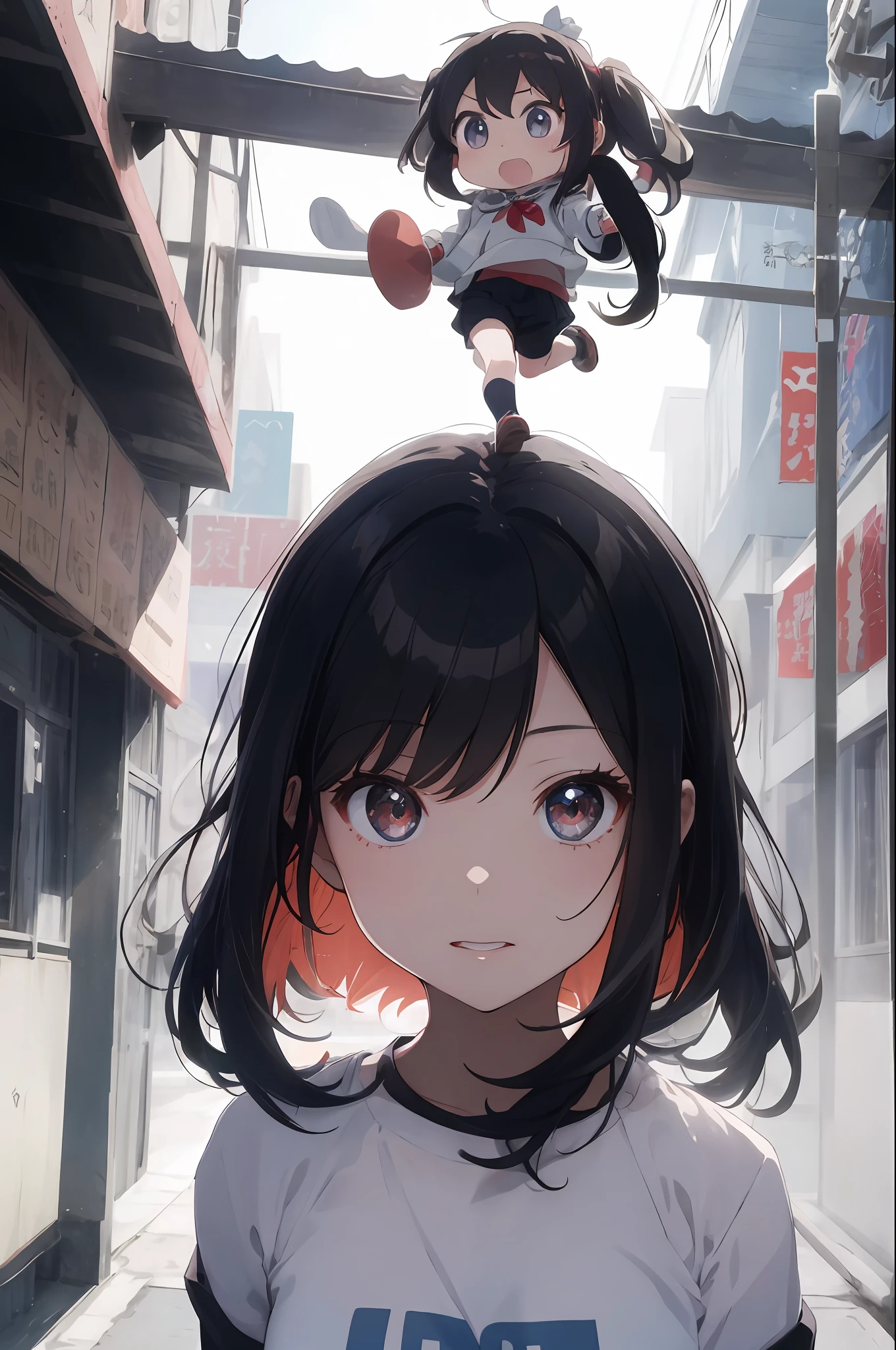 beste Quality、1girl、sora、Land of Angels、colorful strands of hair、cuddly 、the anime、Sheer white skin、Asian Girls、total body、junior high school student、14 years old、Shines、Quiet child、High Contrast、Tempting、sensual、A ring that glows horizontally above head