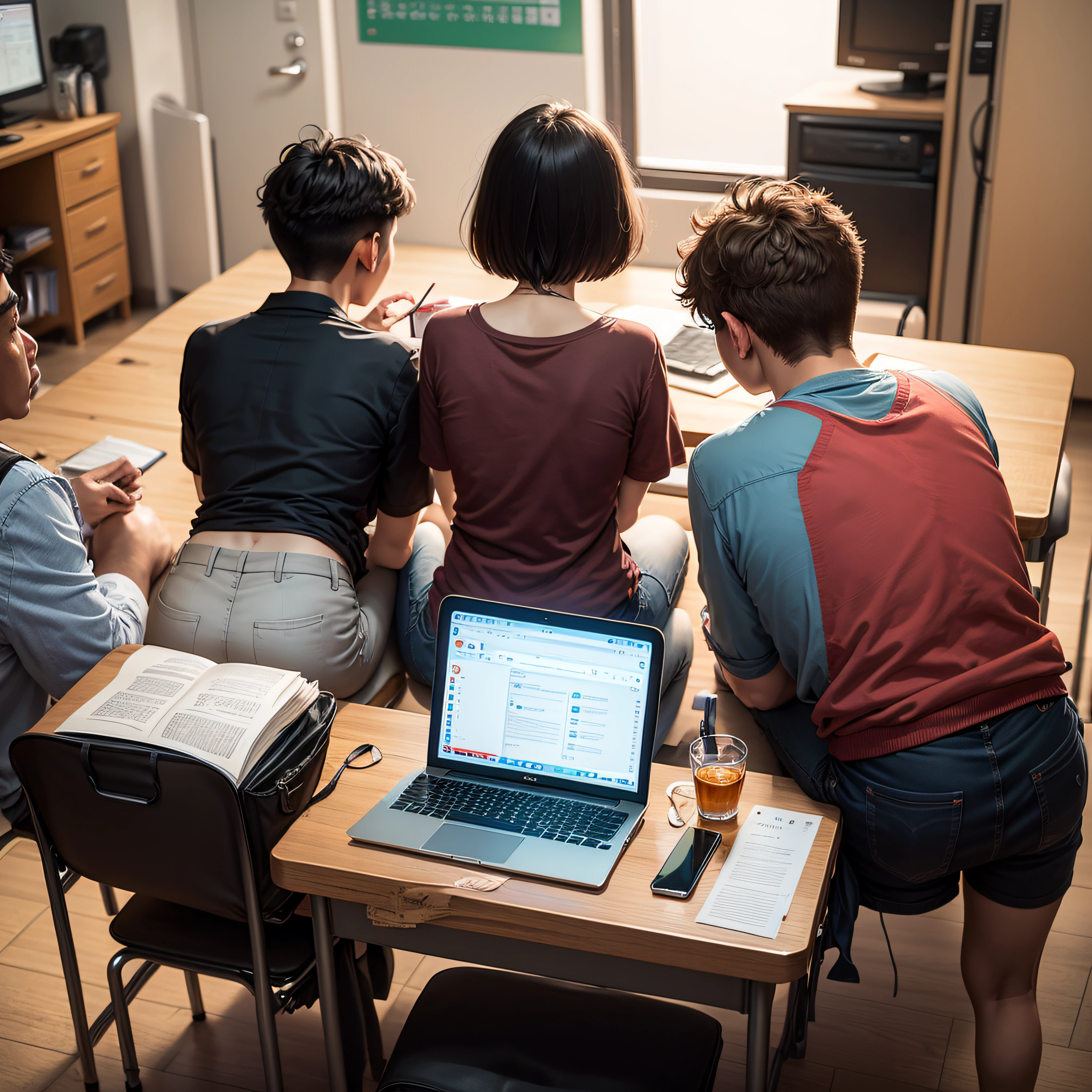Serious,await,Back,College entrance examination results,Computer,momma and papa,Back,Male high school student,Three people ,Middle-aged man,Middle-aged woman,family --auto