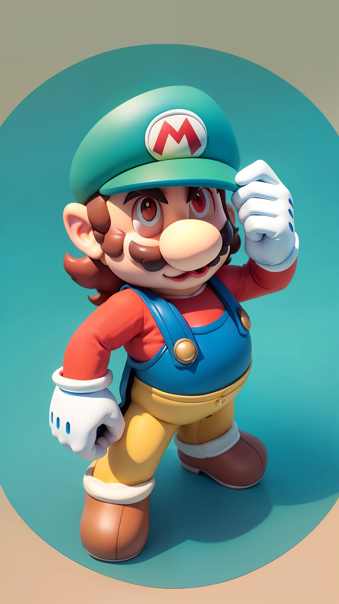 mario，Red hat，Red top，Brown beard，White gloves，Blue suspenders，Brown flats