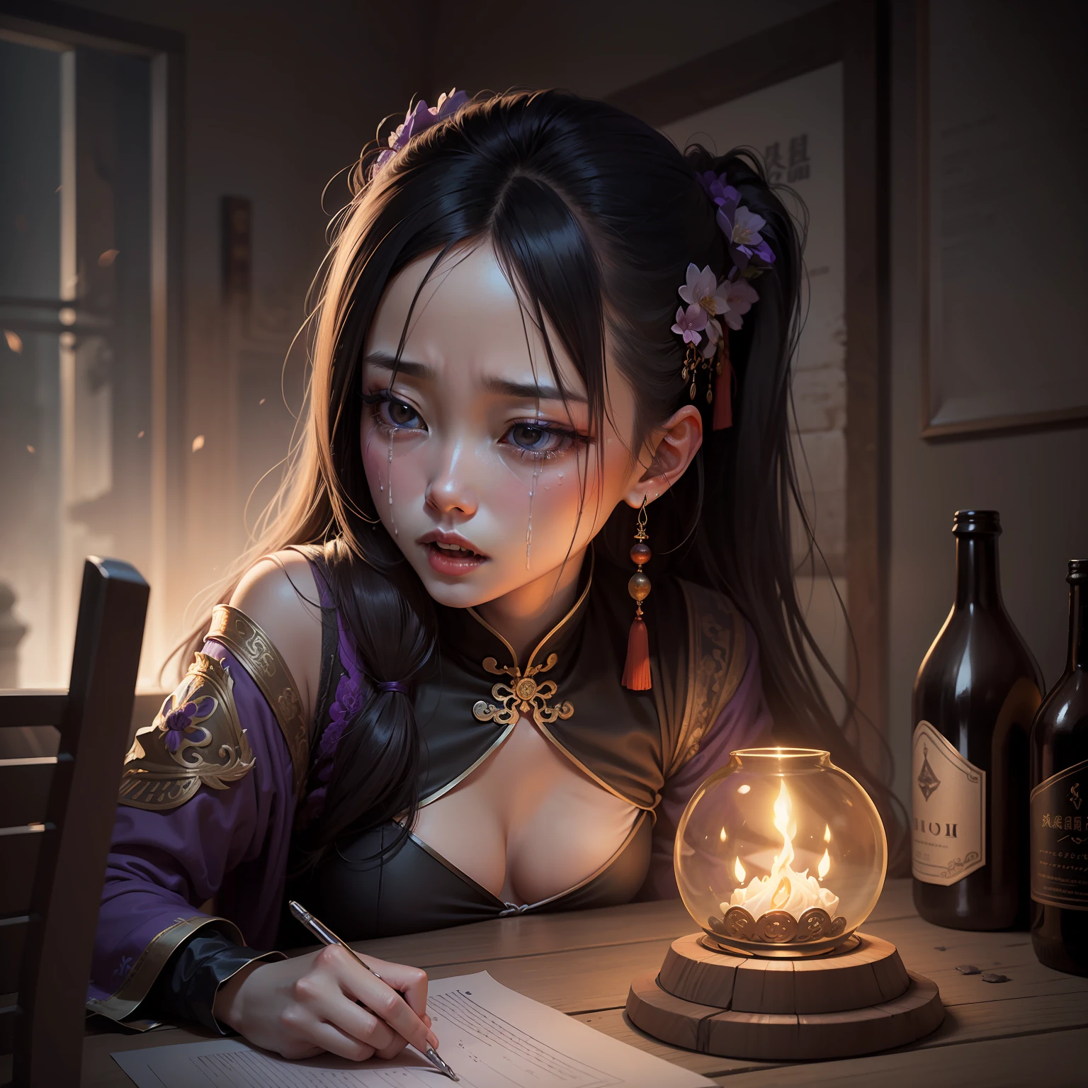 women, ancient, purple, beautiful, 1:1, chinese, death, cry, dream --auto